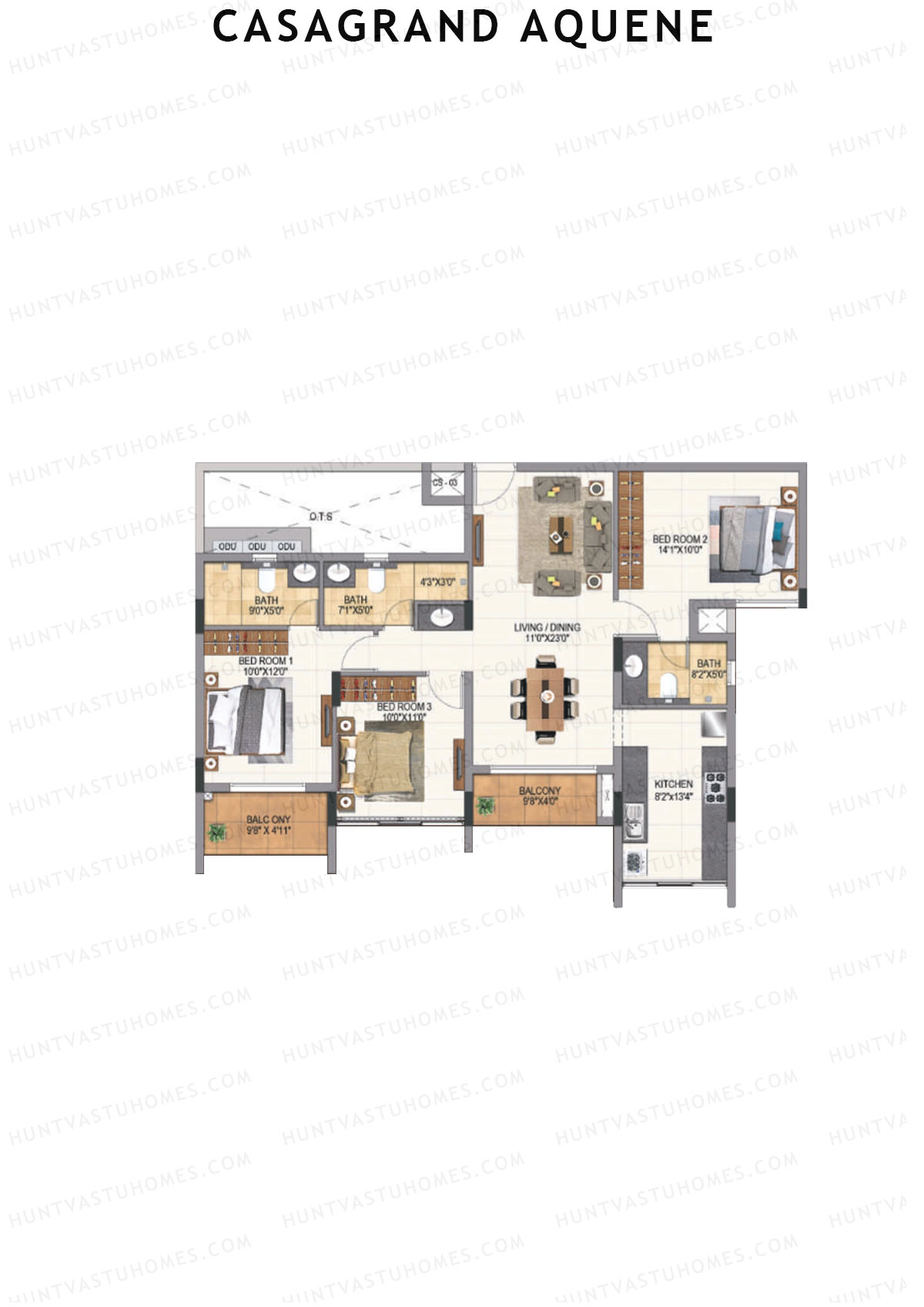 Casagrand Aquene Tower 1 Unit B1 Floor Plan