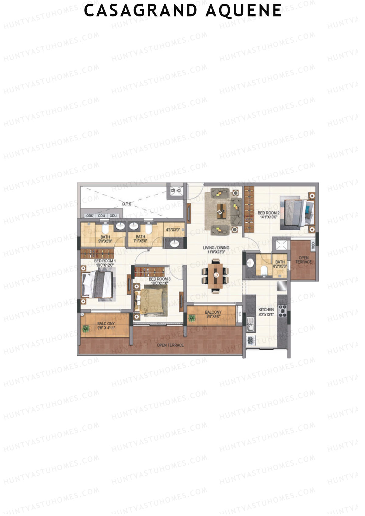 Casagrand Aquene Tower 1 Unit B1 Floor Plan