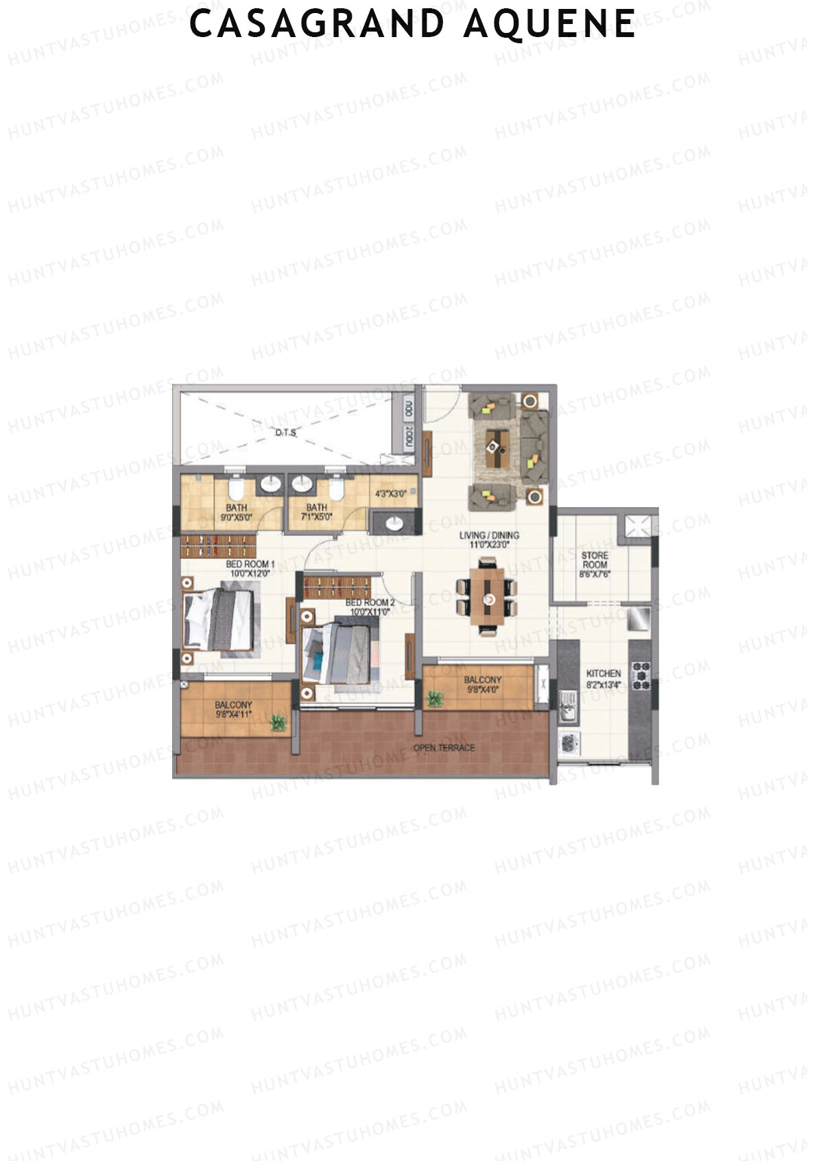 Casagrand Aquene Tower 1 Unit B2 Floor Plan