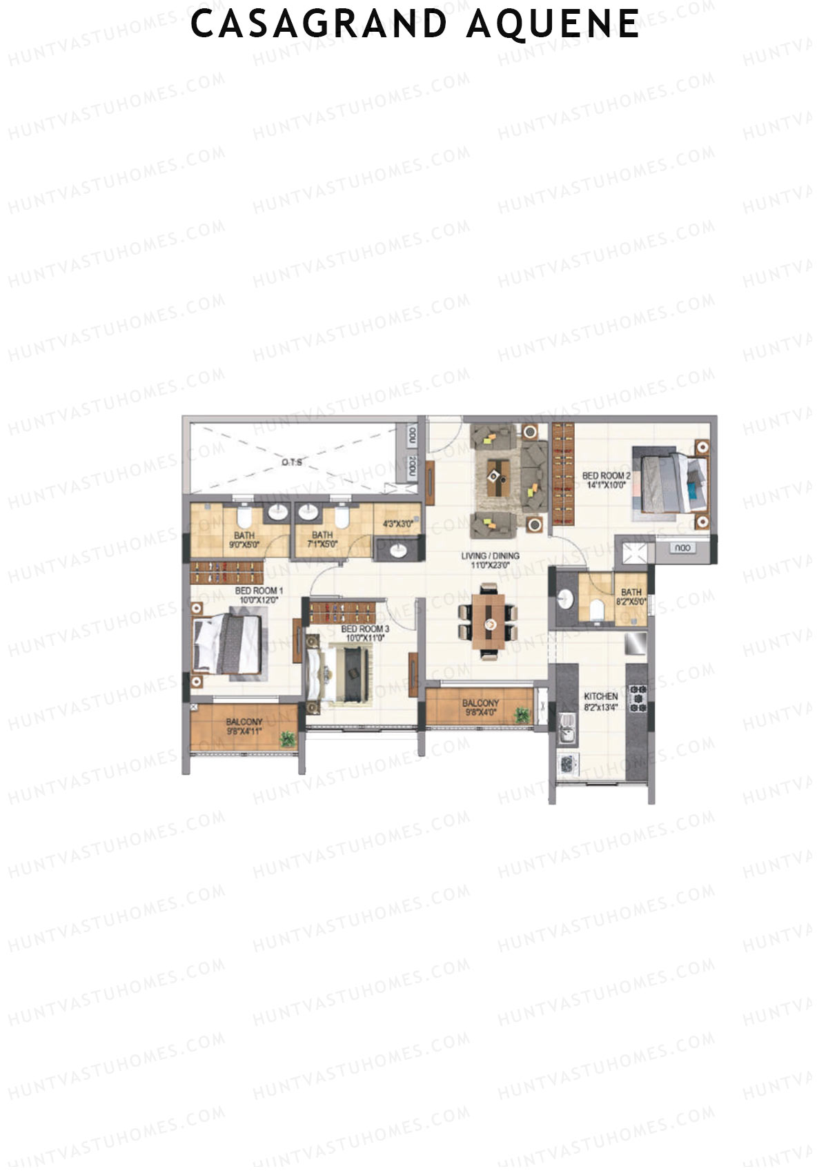 Casagrand Aquene Tower 1 Unit B2 Floor Plan