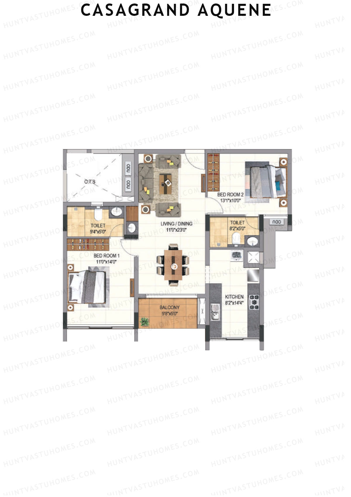 Casagrand Aquene Tower 1 Unit B4 Floor Plan