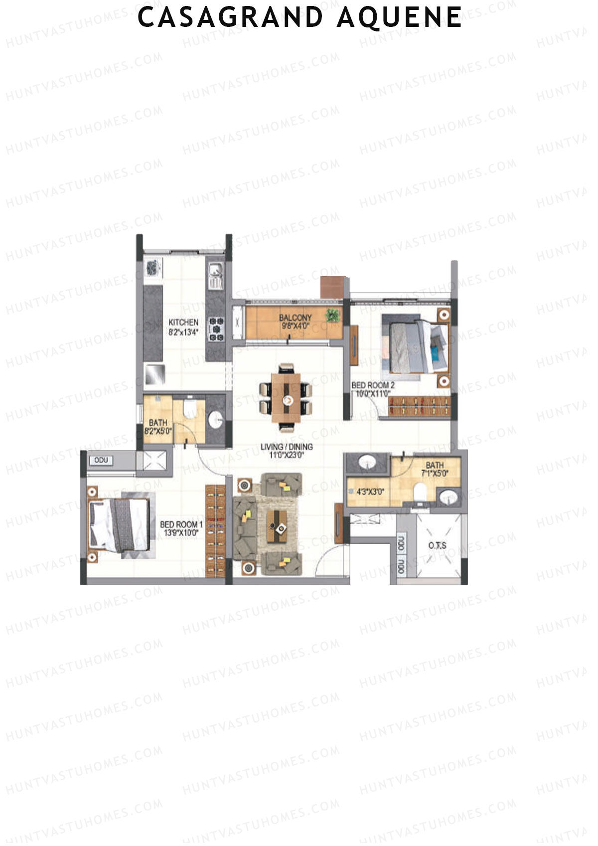 Casagrand Aquene Tower 1 Unit B7 Floor Plan