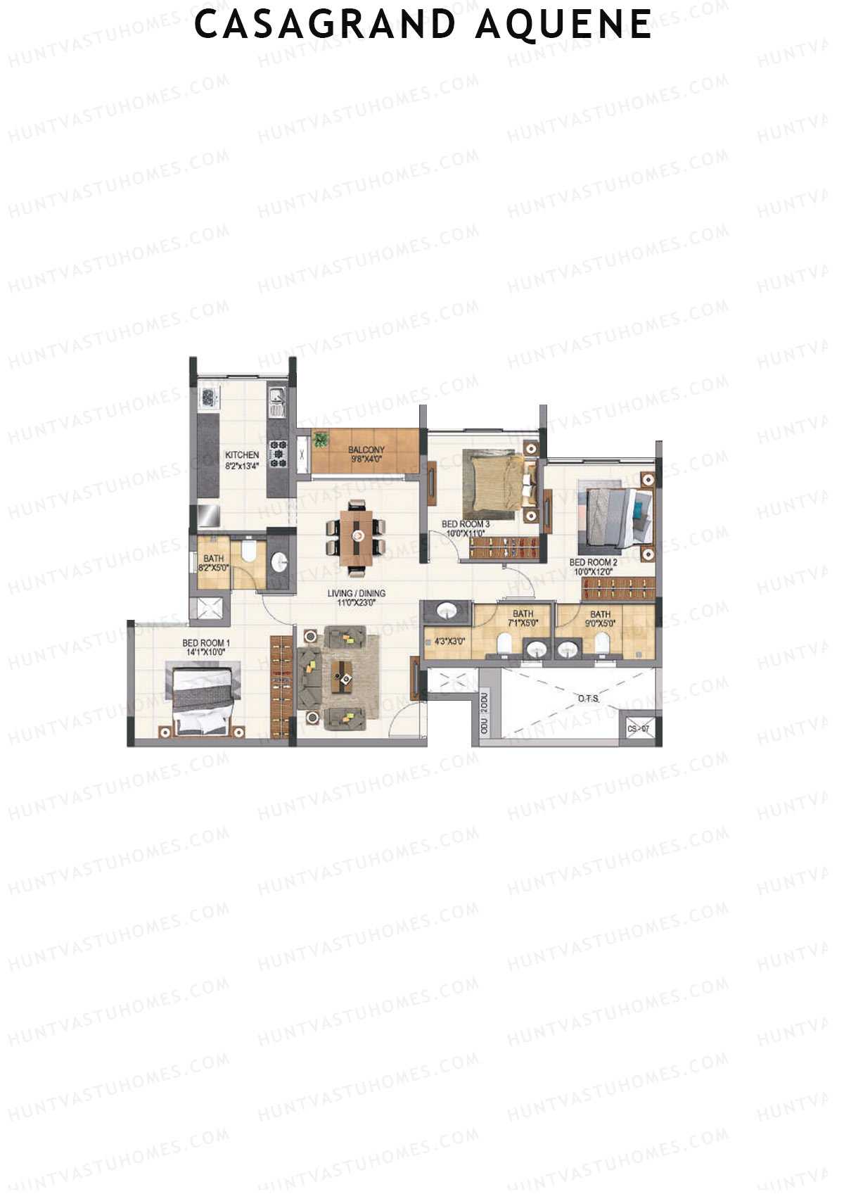 Casagrand Aquene Tower 2 Unit D2 Floor Plan