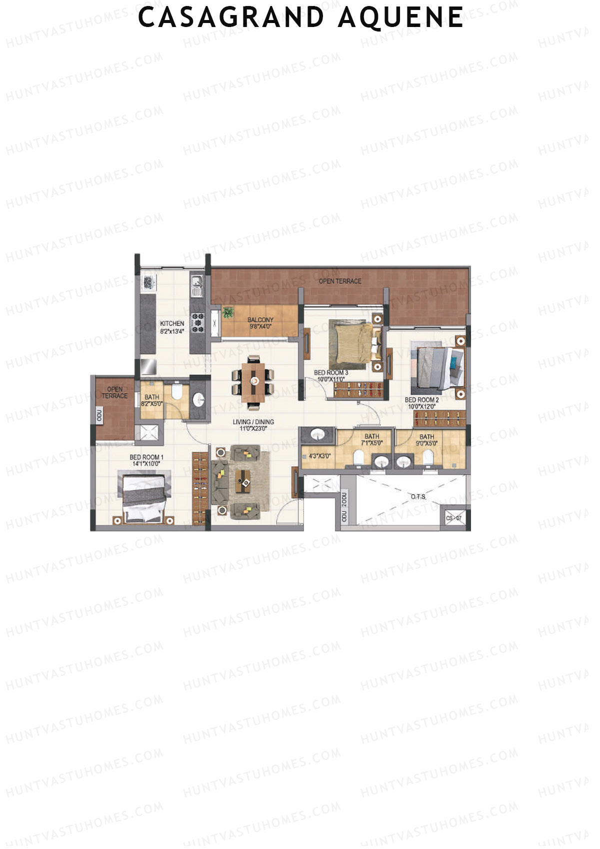 Casagrand Aquene Tower 2 Unit D2 Floor Plan