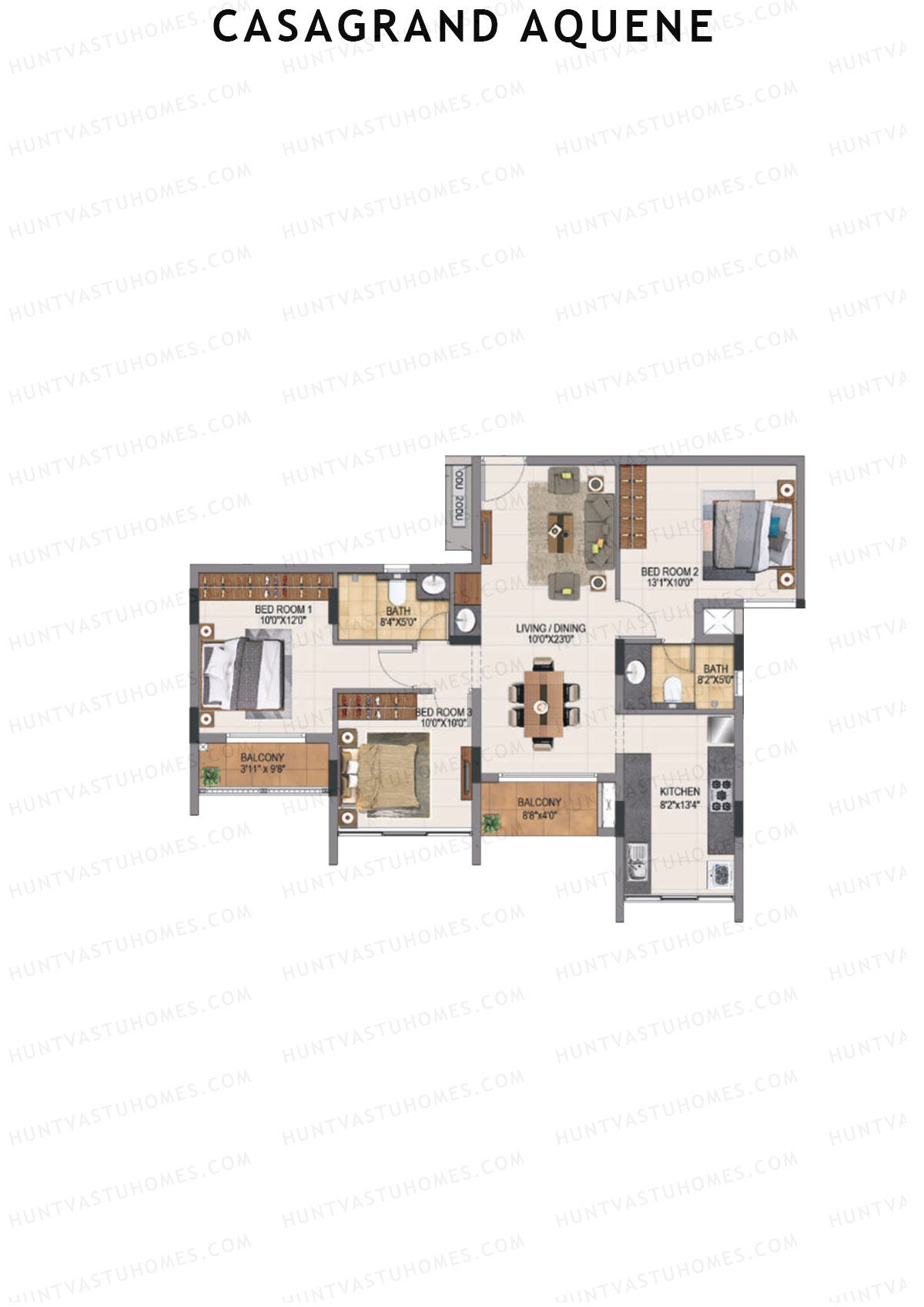 Casagrand Aquene Tower 2 Unit D3 Floor Plan