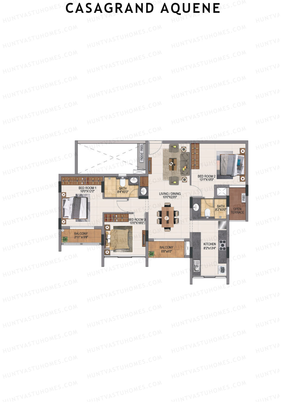Casagrand Aquene Tower 2 Unit D3 Floor Plan