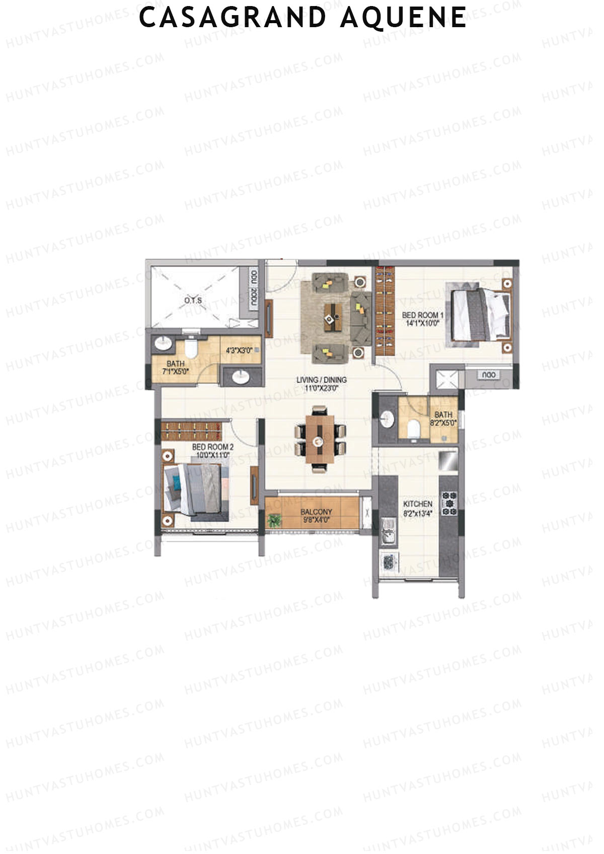 Casagrand Aquene Tower 2 Unit D5 Floor Plan