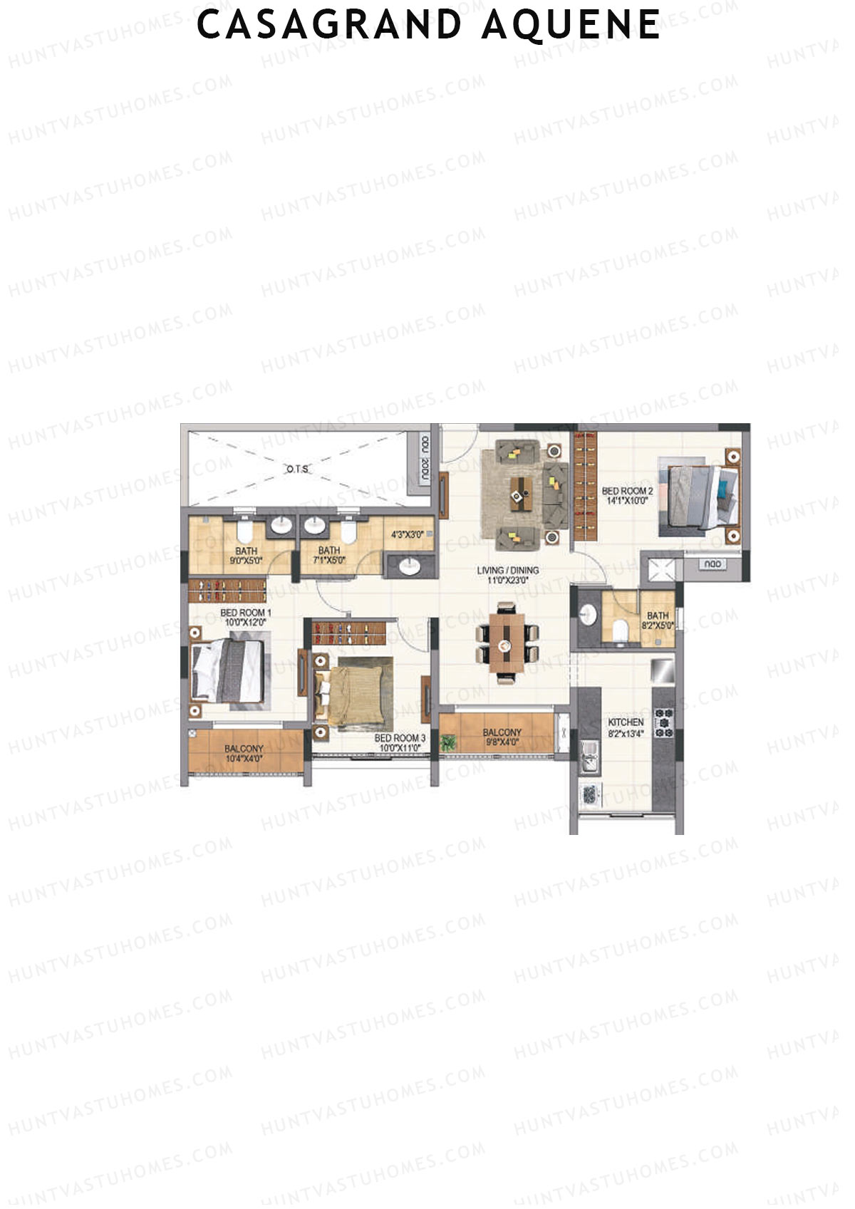 Casagrand Aquene Tower 2 Unit D5 Floor Plan