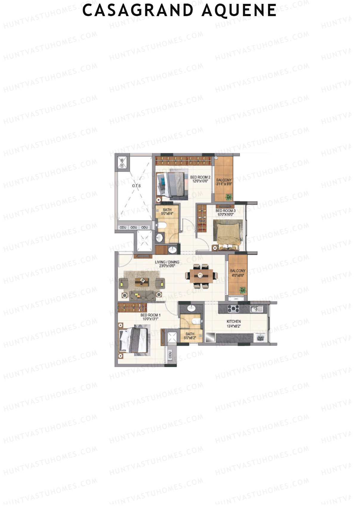 Casagrand Aquene Tower 2 Unit D6 Floor Plan