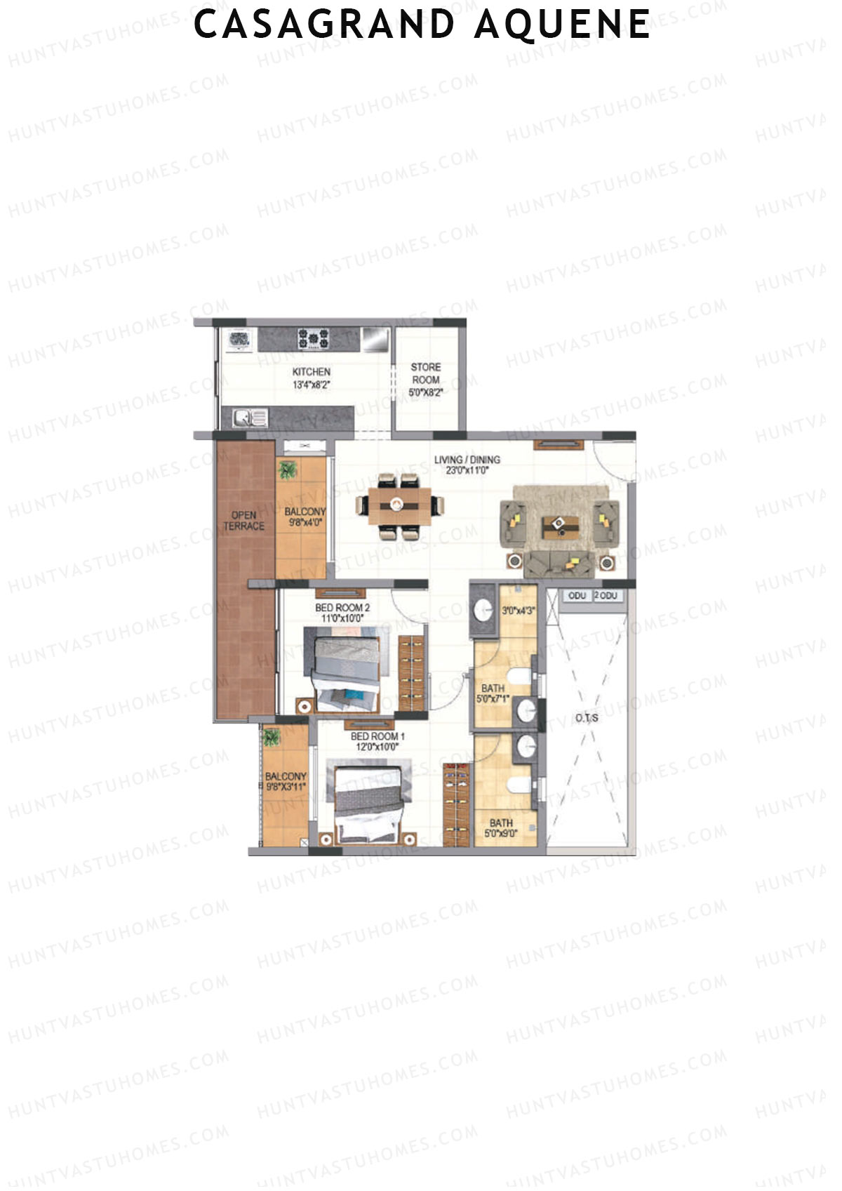 Casagrand Aquene Tower 2 Unit D8 Floor Plan