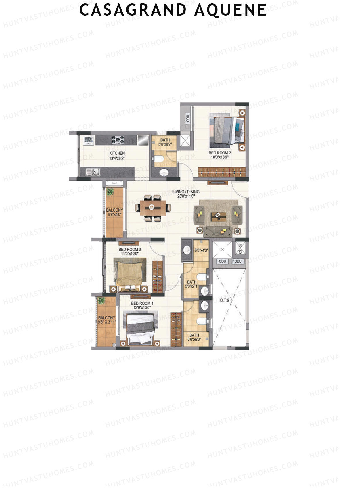 Casagrand Aquene Tower 2 Unit D8 Floor Plan
