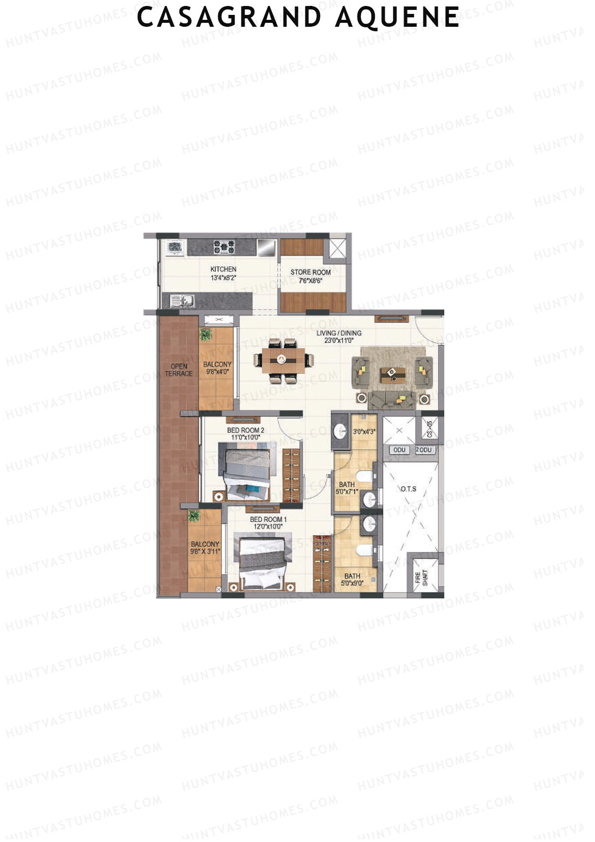 Casagrand Aquene Tower 2 Unit E1 Floor Plan
