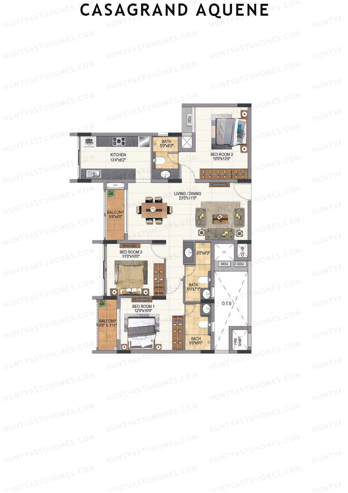 Casagrand Aquene Tower 2 Unit E1 Floor Plan