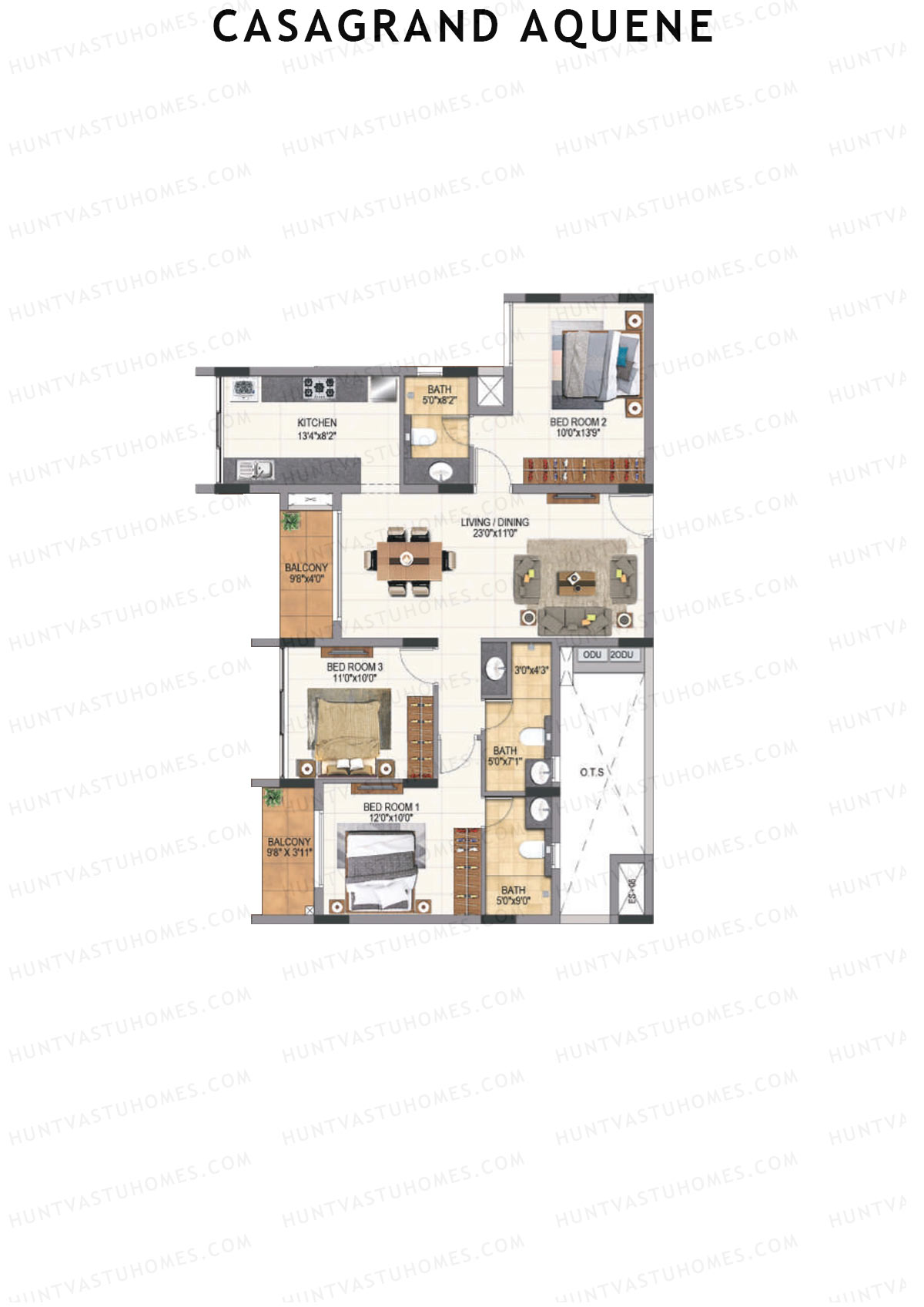 Casagrand Aquene Tower 2 Unit E2 Floor Plan