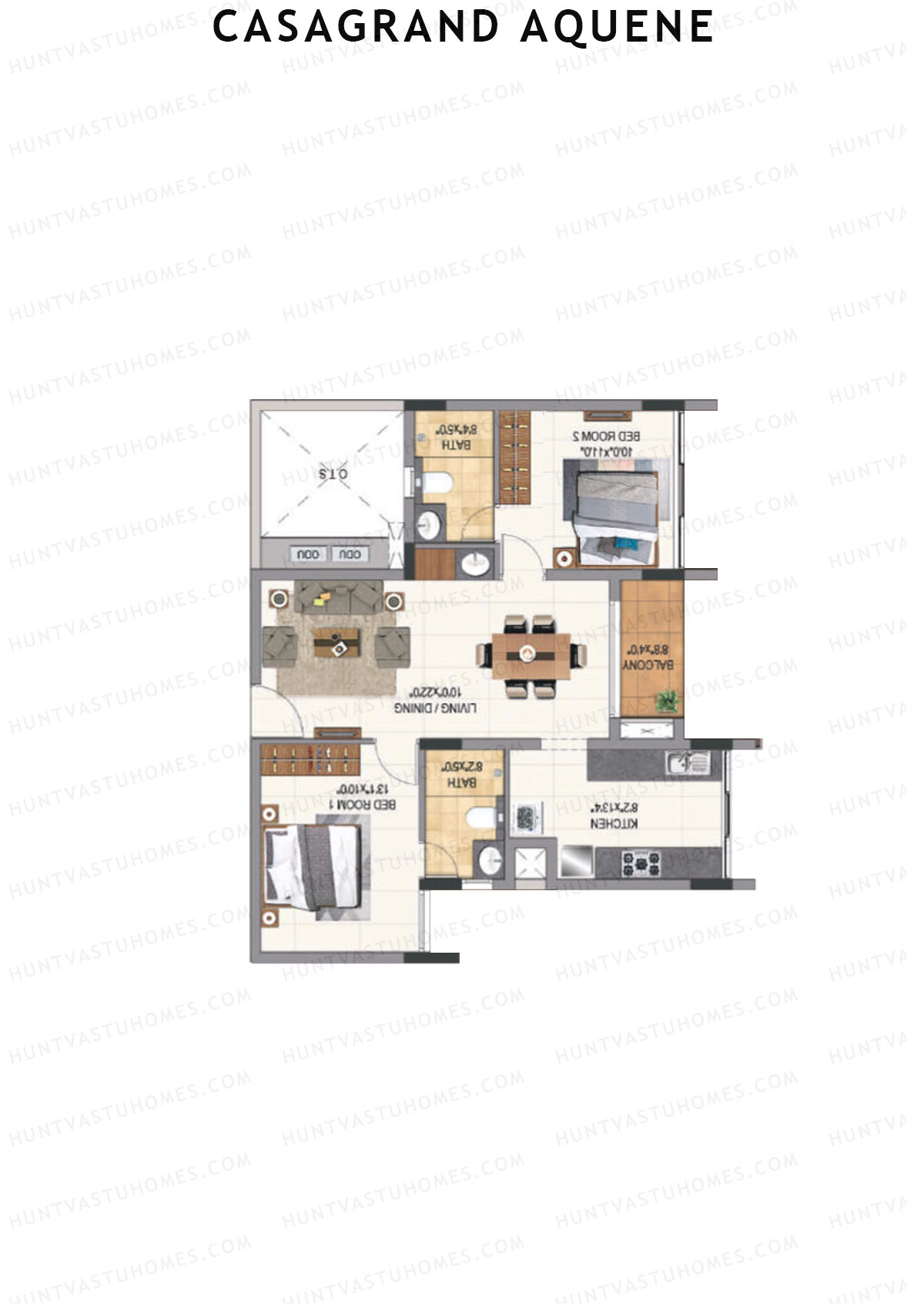 Casagrand Aquene Tower 2 Unit E3 Floor Plan
