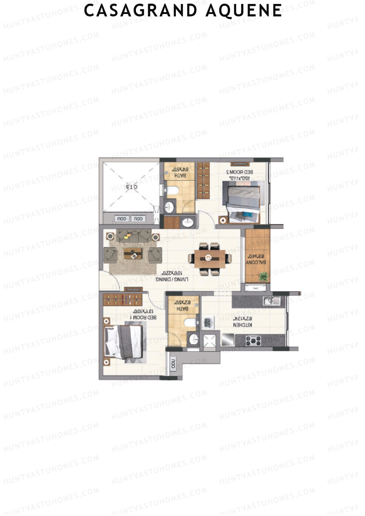 Casagrand Aquene Tower 2 Unit E4 Floor Plan