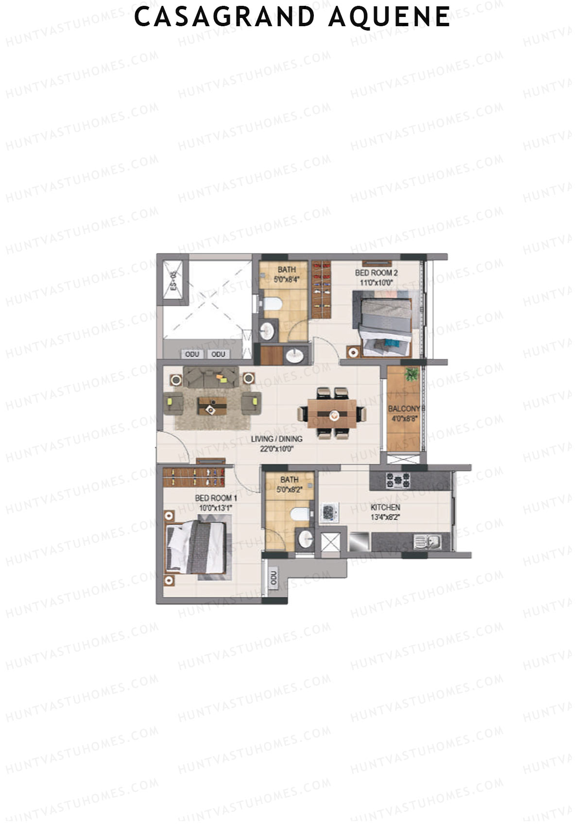 Casagrand Aquene Tower 2 Unit E5 Floor Plan