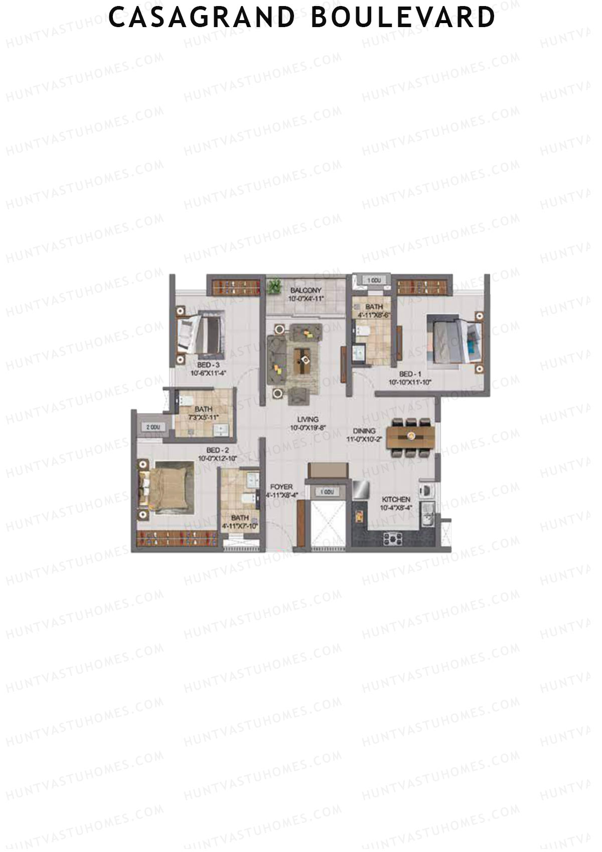 Casagrand Boulevard Wing A Unit A10 Floor Plan