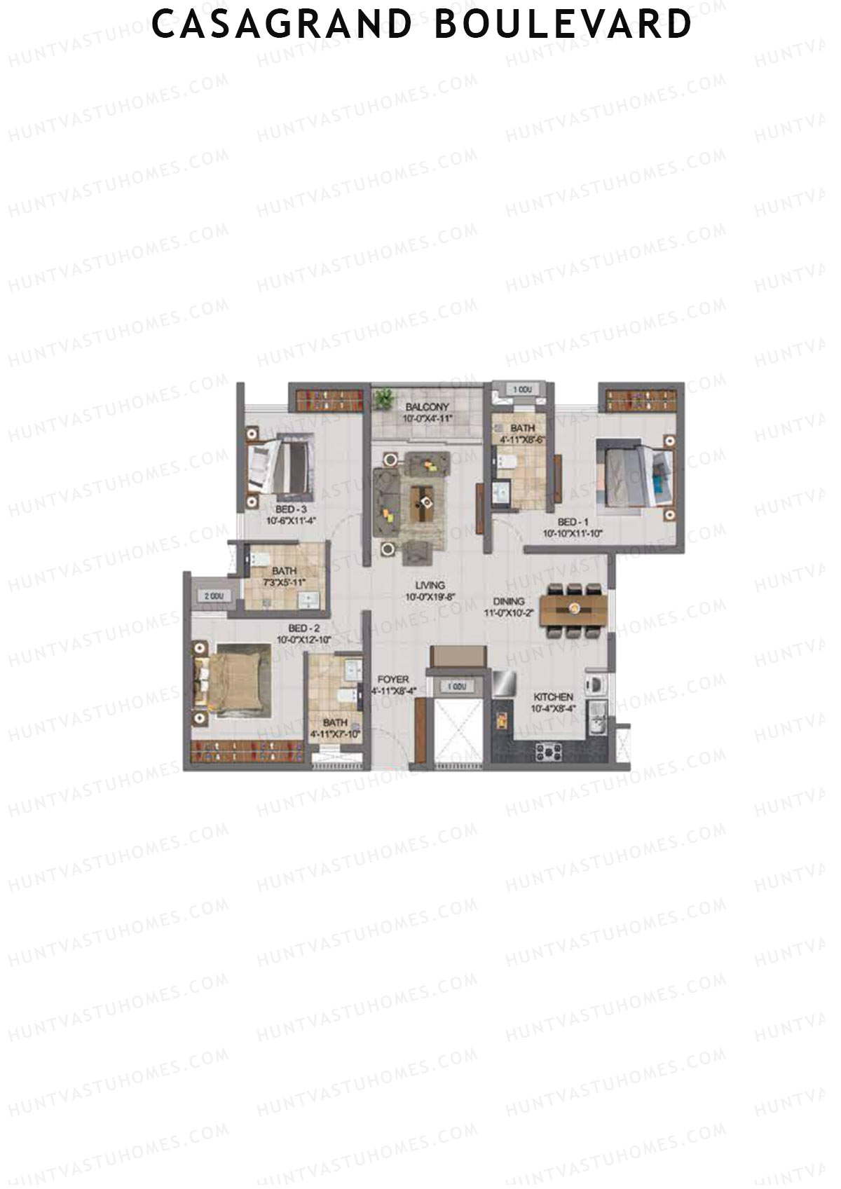 Casagrand Boulevard Wing A Unit A10 Floor Plan