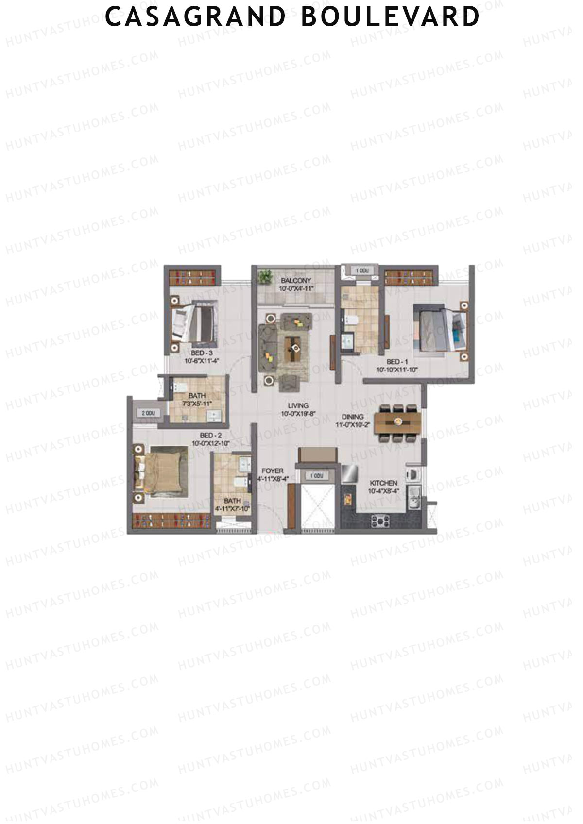 Casagrand Boulevard Wing A Unit A10 Floor Plan