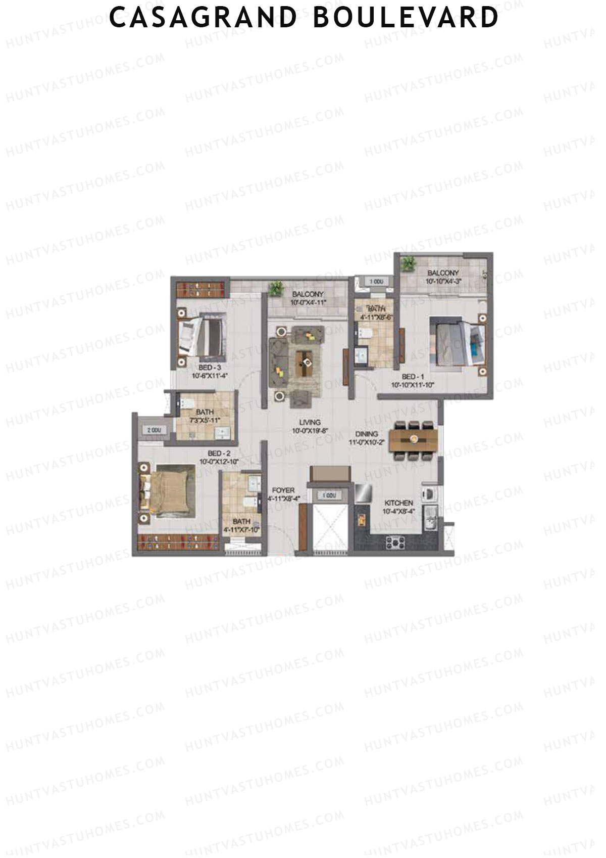 Casagrand Boulevard Wing A Unit A10 Floor Plan