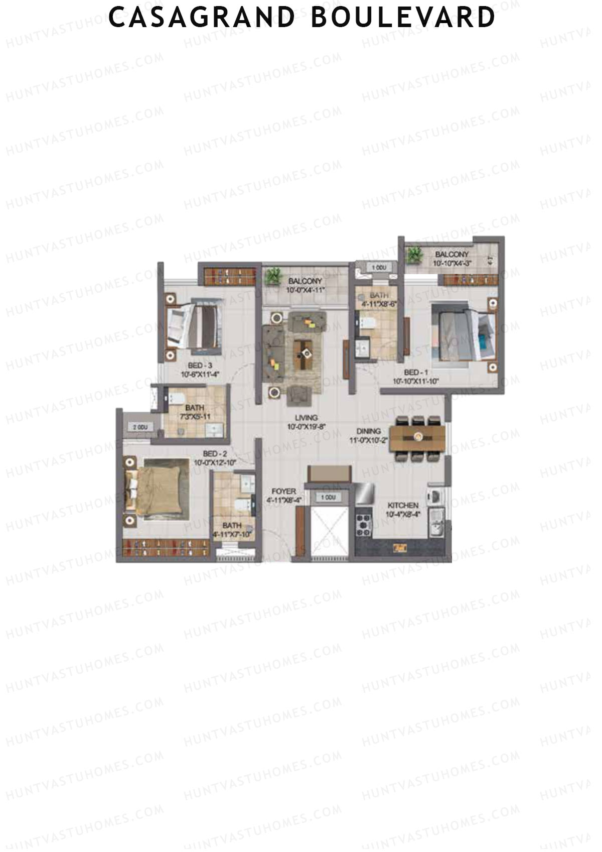 Casagrand Boulevard Wing A Unit A11 Floor Plan