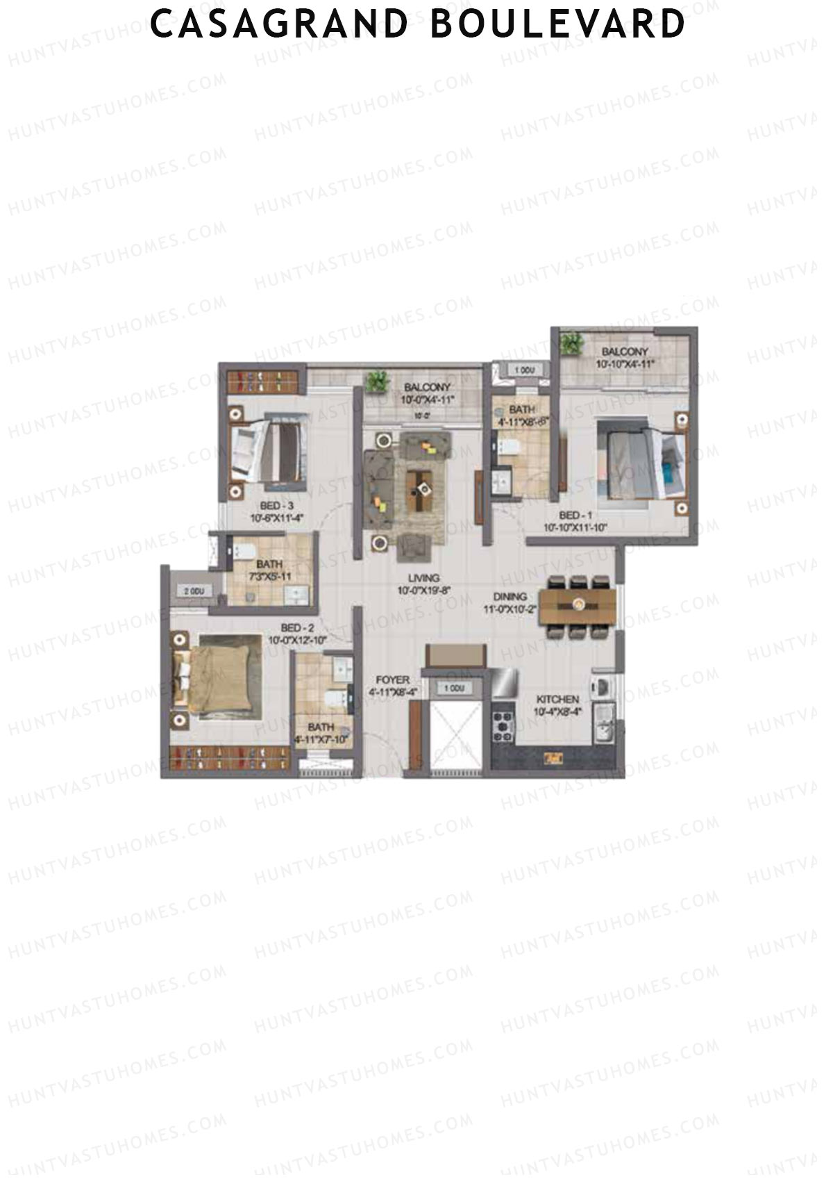 Casagrand Boulevard Wing A Unit A11 Floor Plan