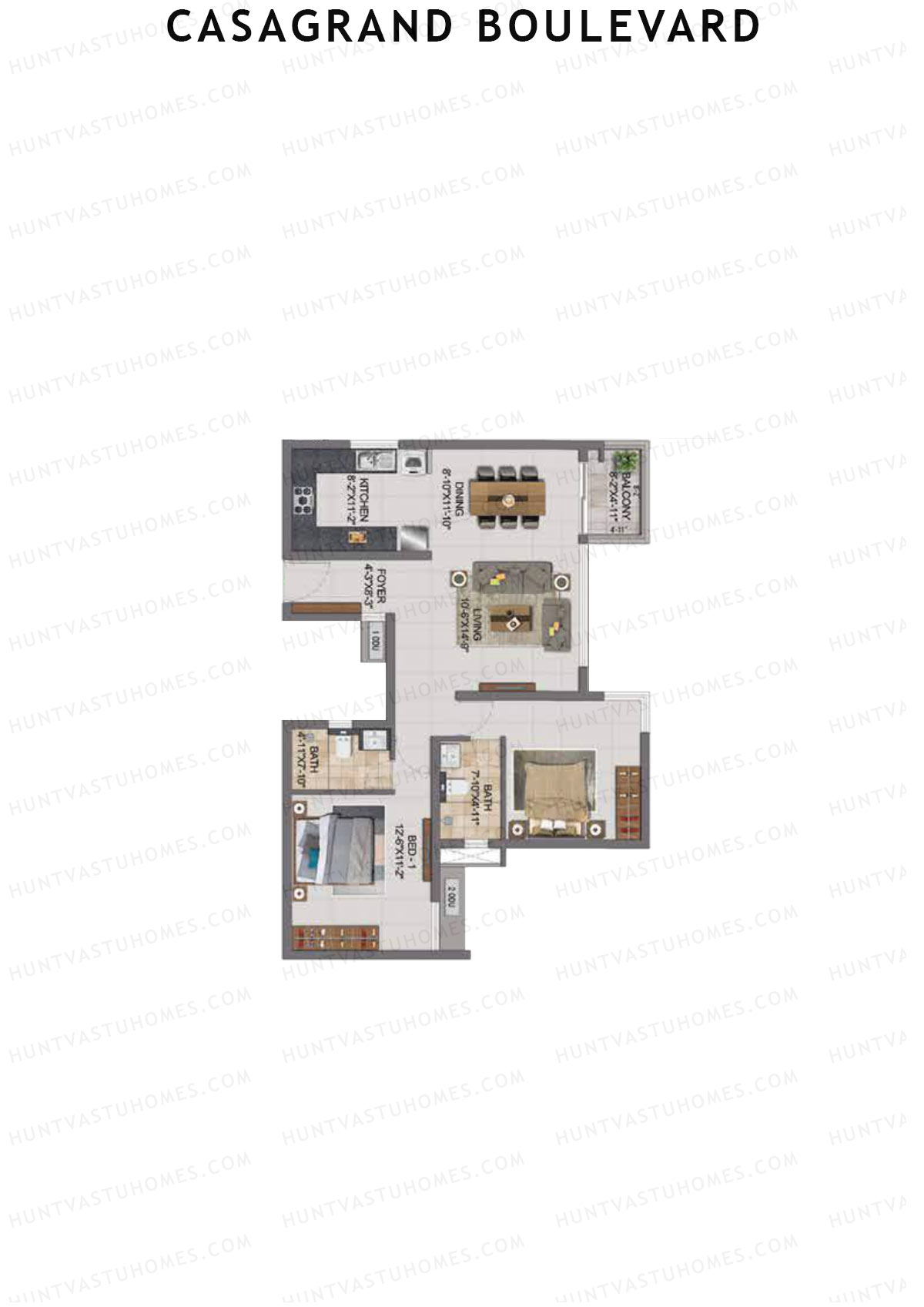 Casagrand Boulevard Wing A Unit A4 Floor Plan