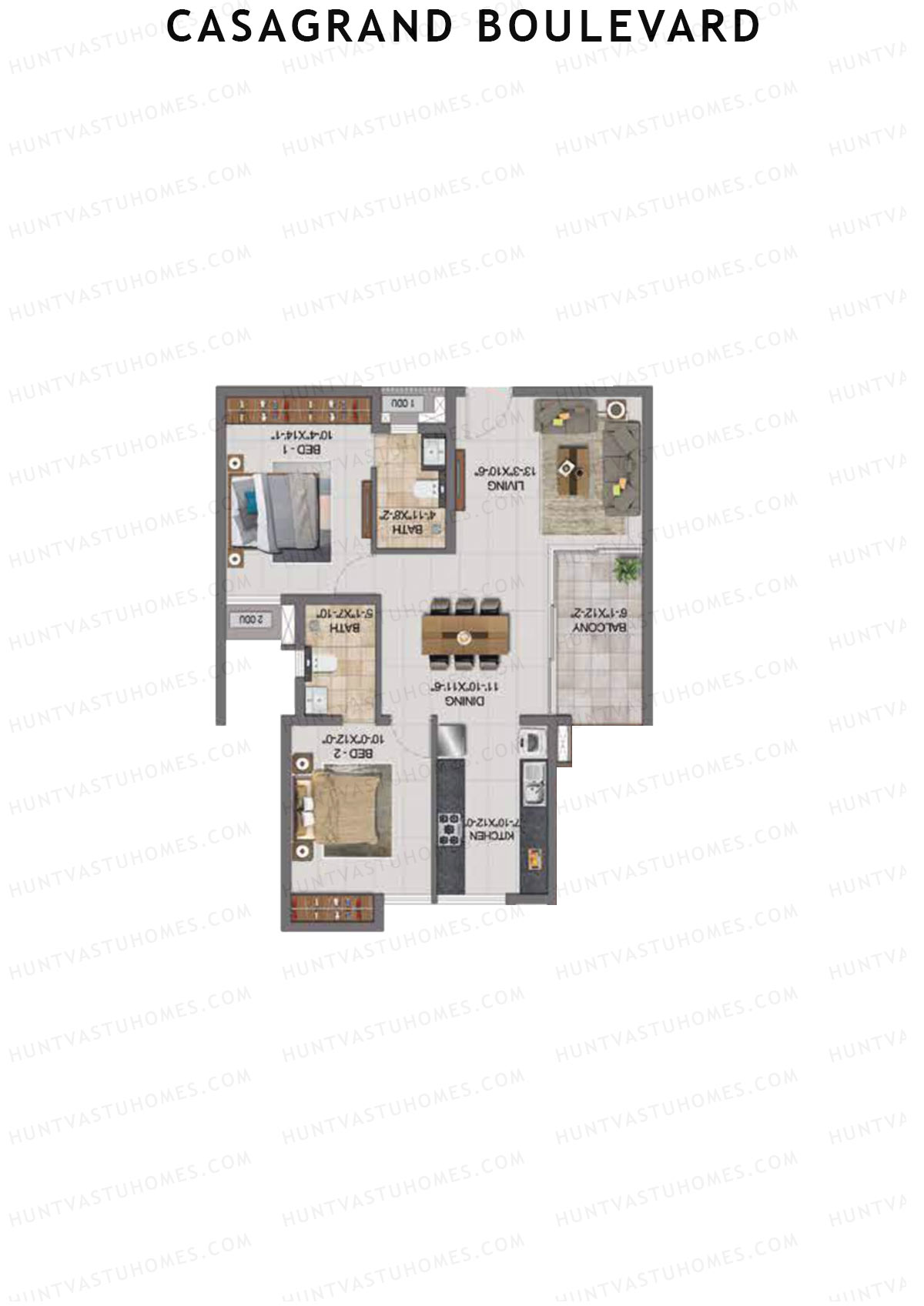 Casagrand Boulevard Wing A Unit A5 Floor Plan