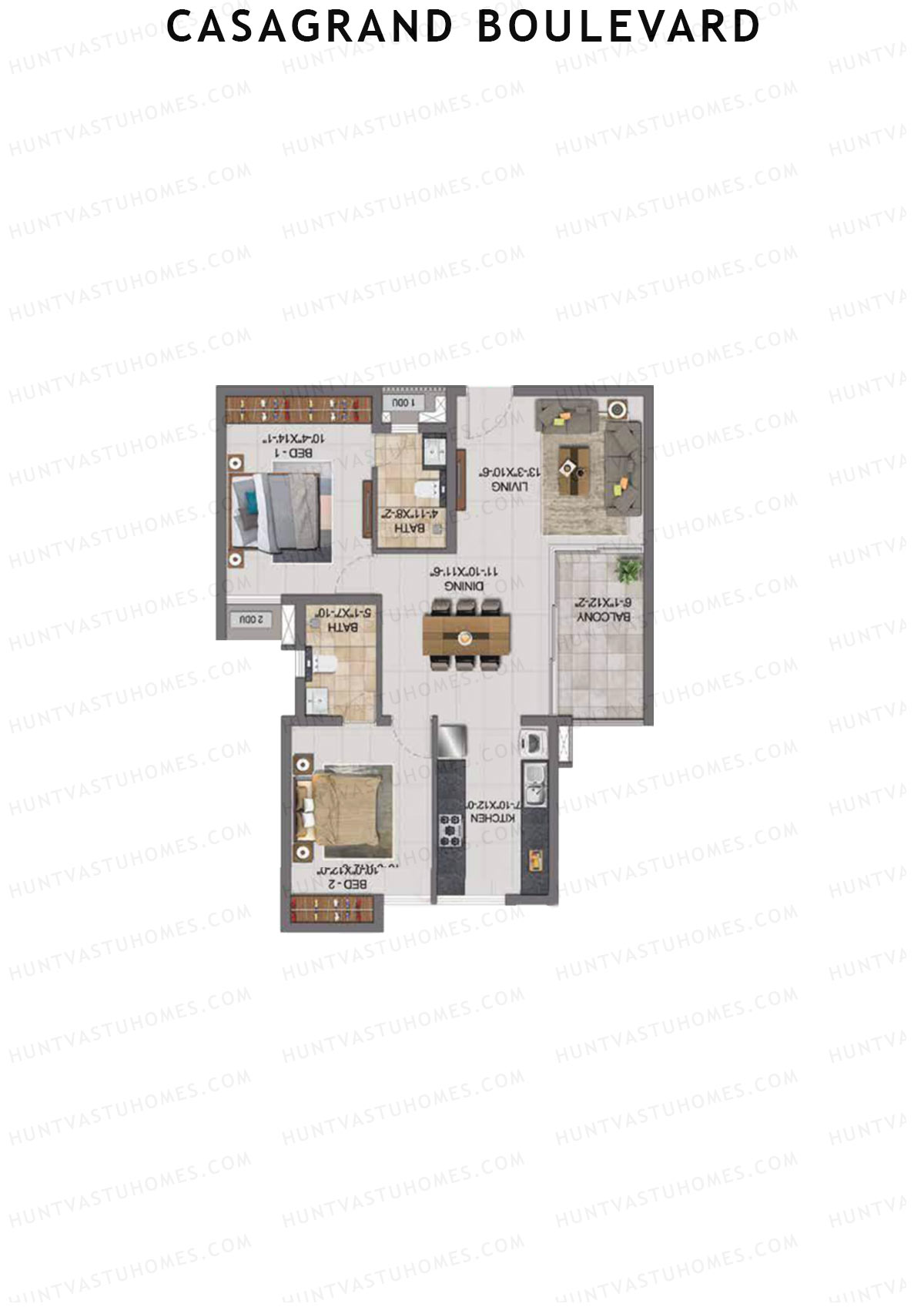 Casagrand Boulevard Wing A Unit A7 Floor Plan