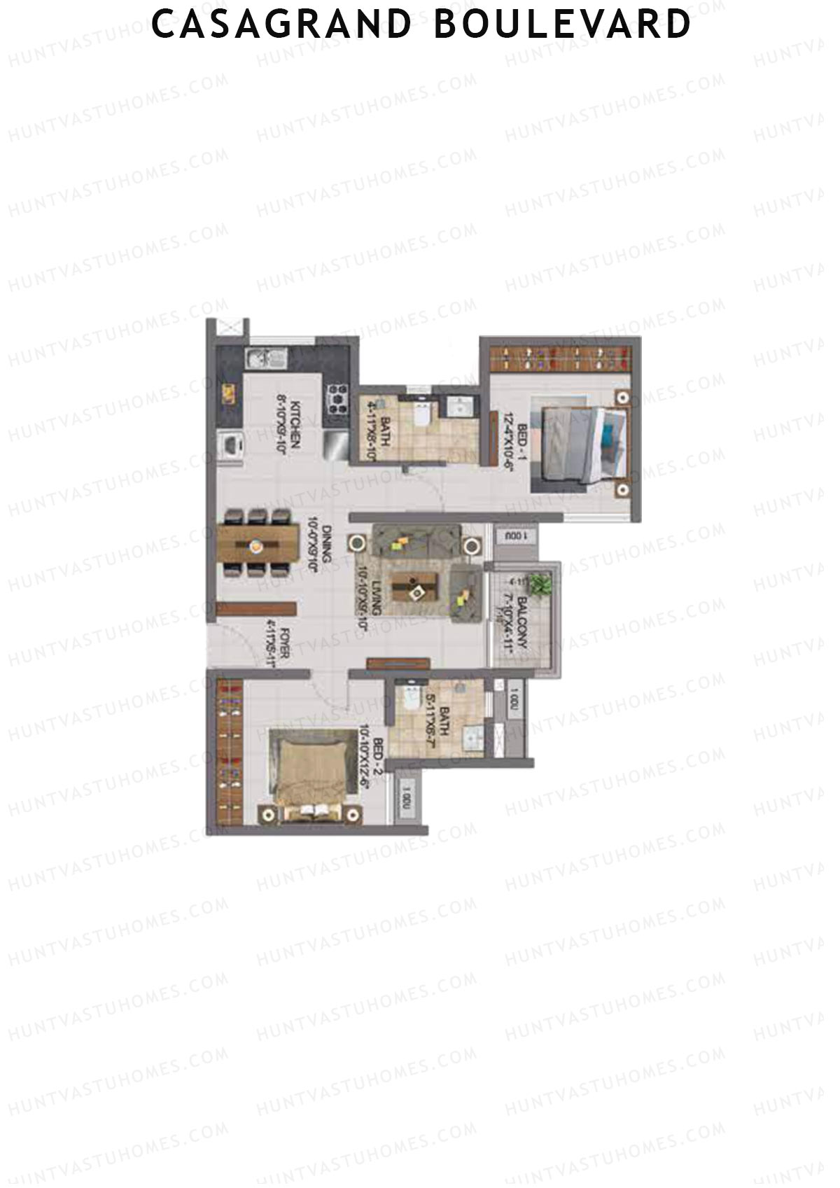 Casagrand Boulevard Wing A Unit B1 Floor Plan