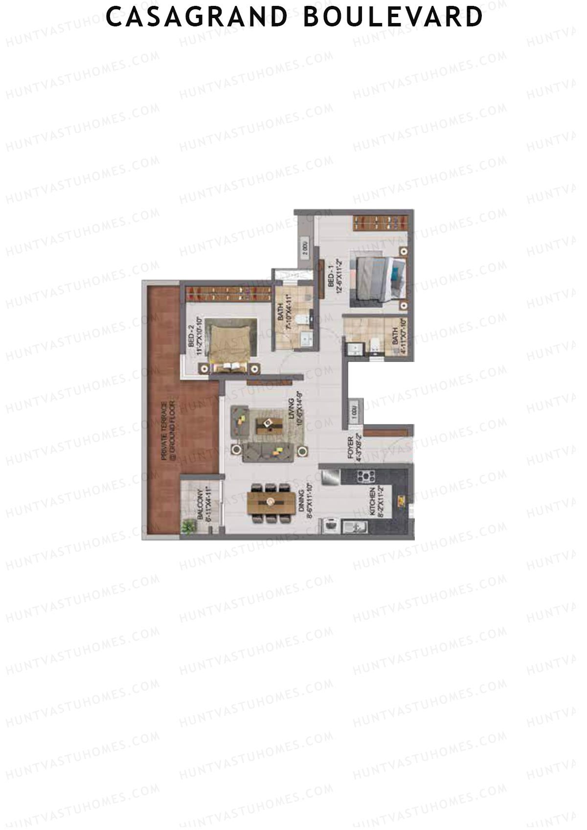 Casagrand Boulevard Wing A Unit B4 Floor Plan