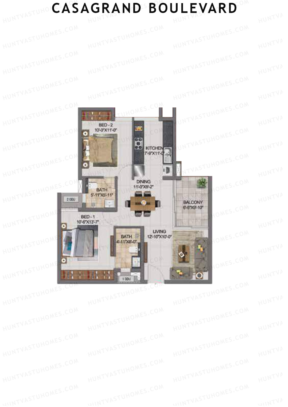 Casagrand Boulevard Wing A Unit B6 Floor Plan