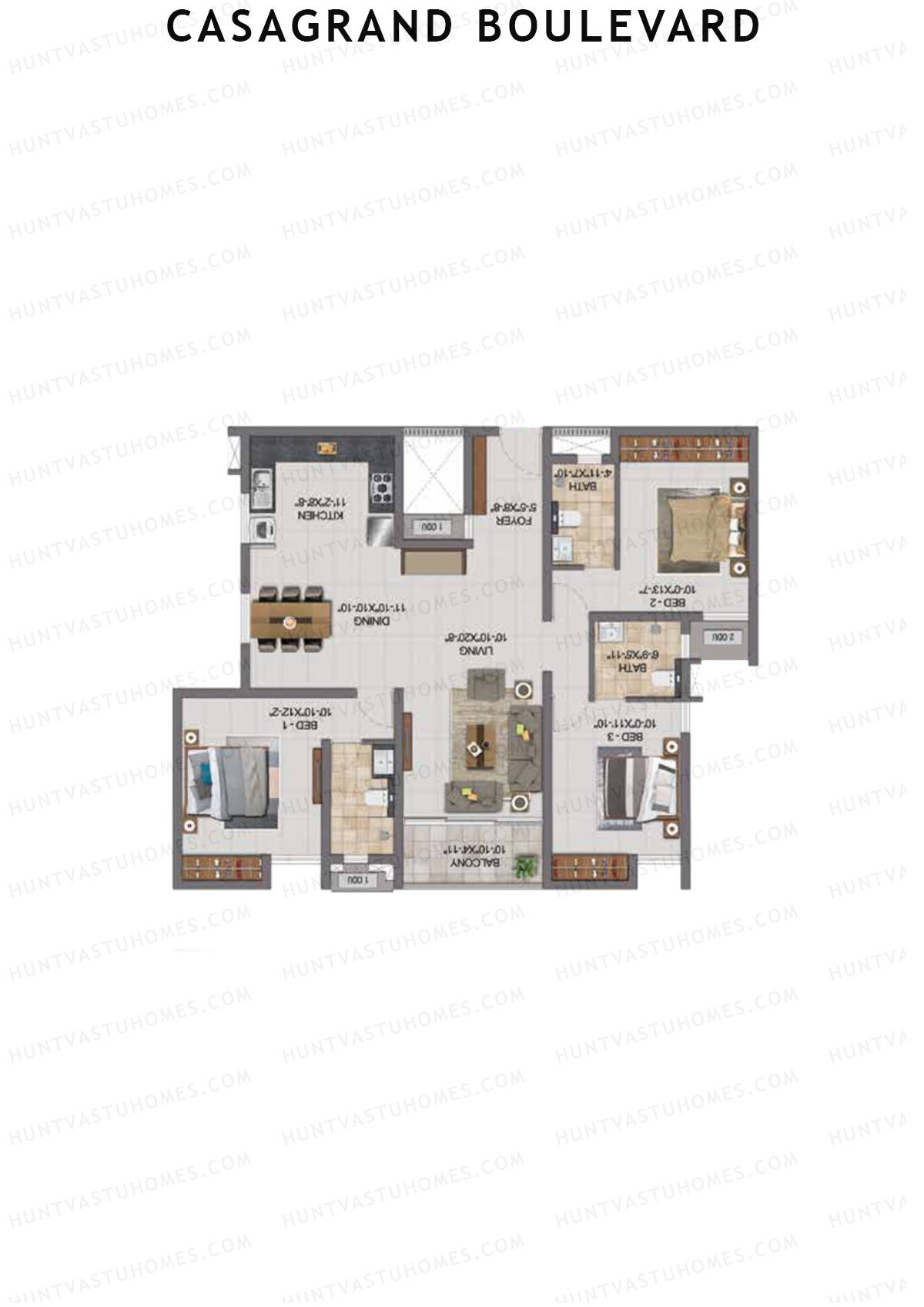 Casagrand Boulevard Wing A Unit B9 Floor Plan