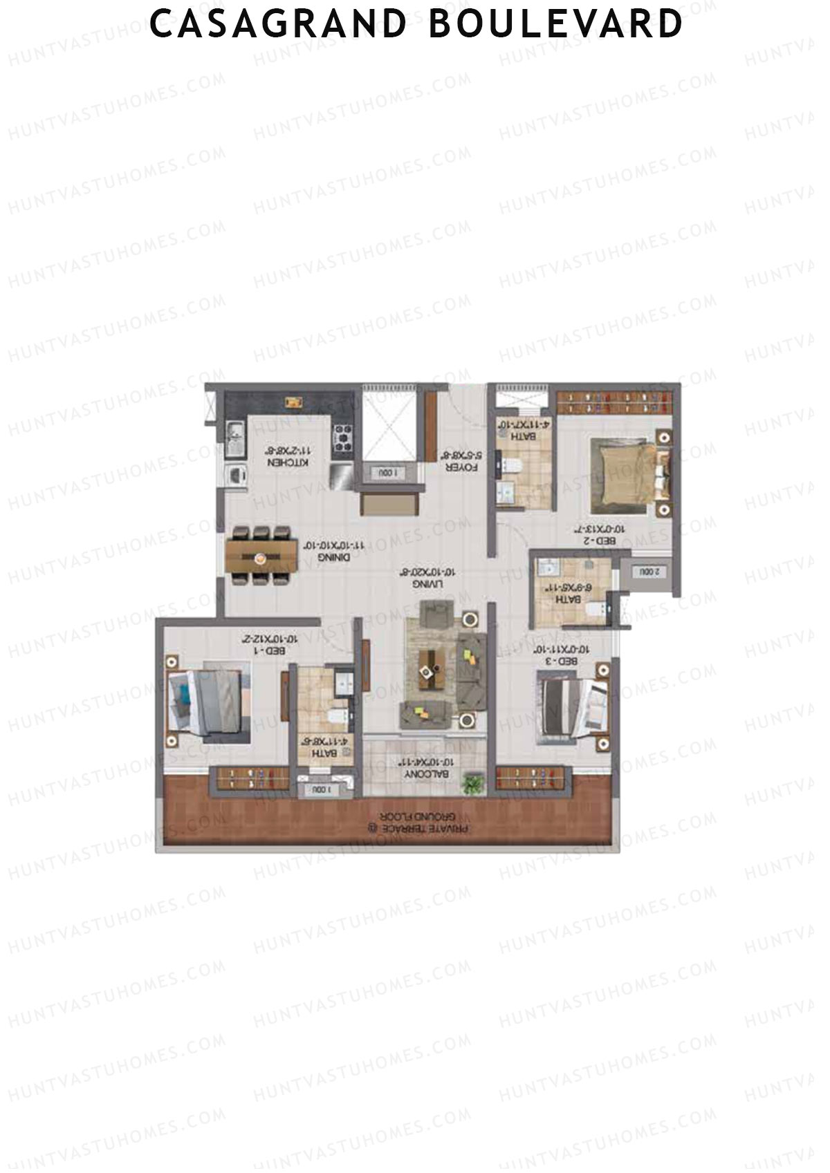 Casagrand Boulevard Wing A Unit B9 Floor Plan