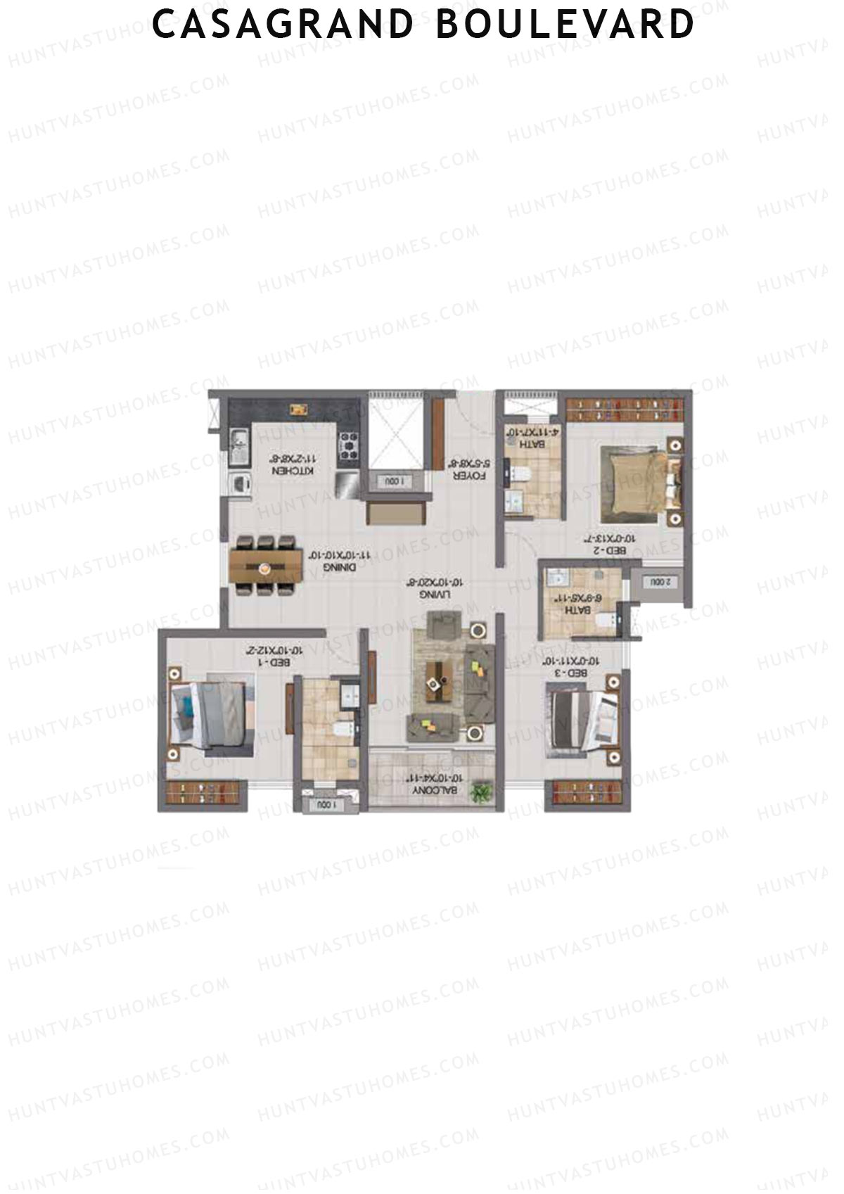 Casagrand Boulevard Wing A Unit B9 Floor Plan