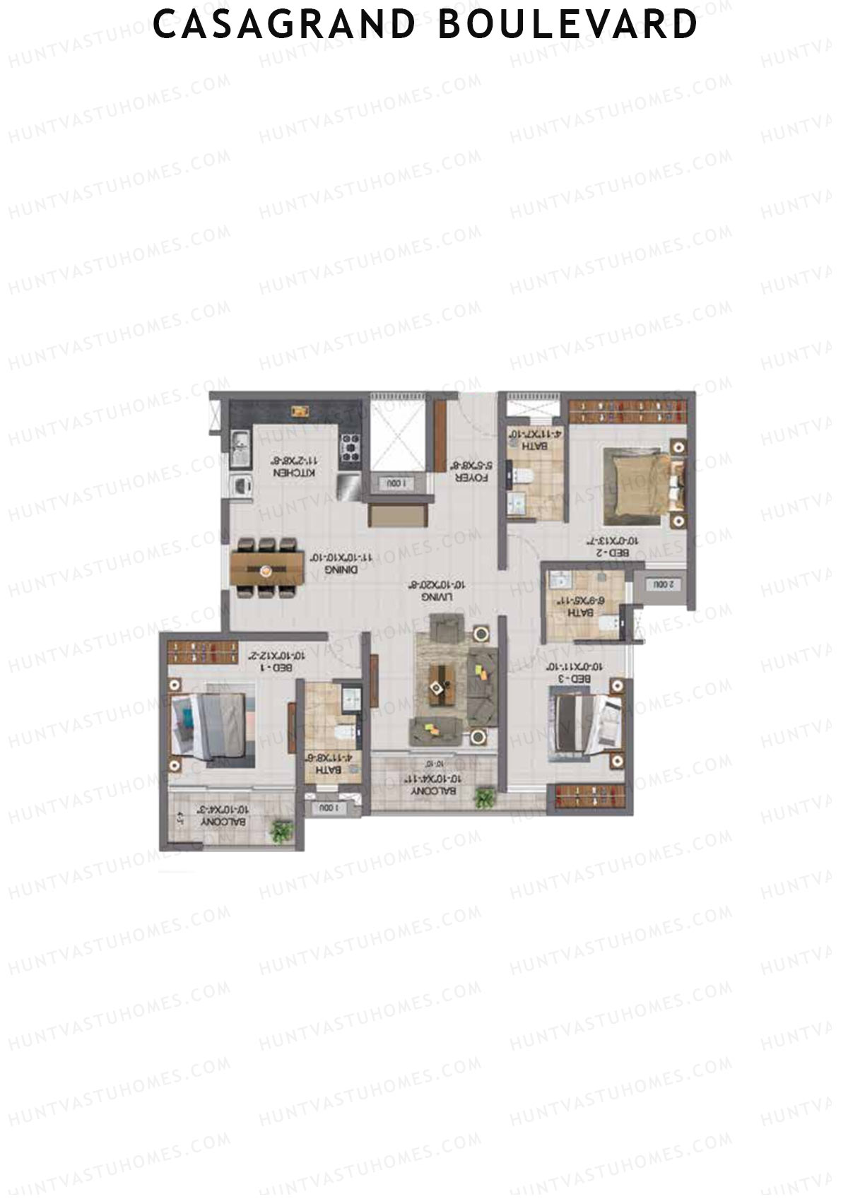 Casagrand Boulevard Wing A Unit B9 Floor Plan
