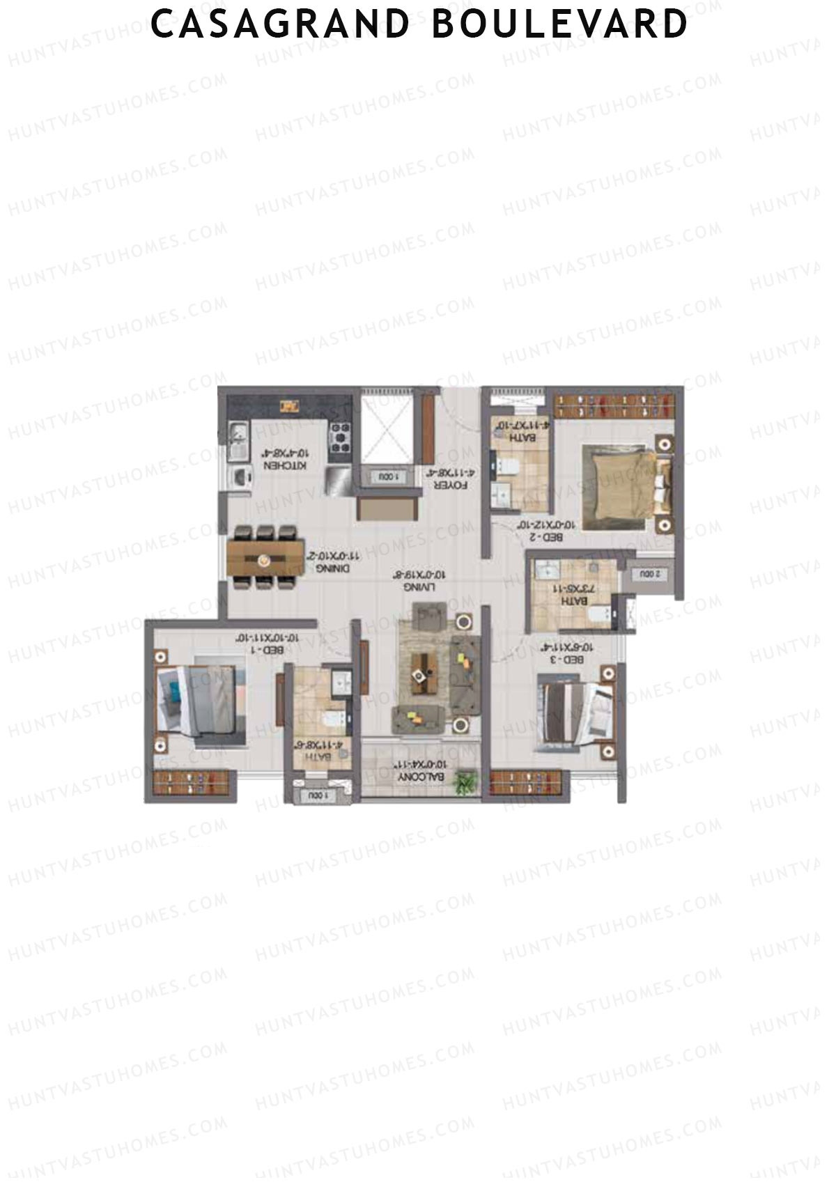 Casagrand Boulevard Wing A Unit C11 Floor Plan