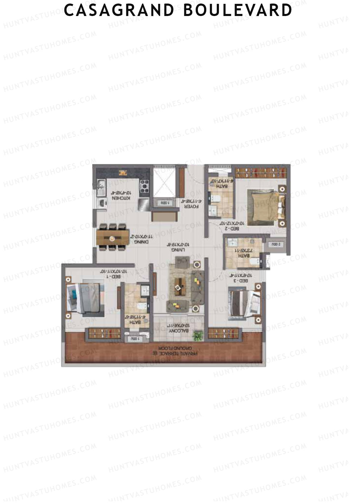 Casagrand Boulevard Wing A Unit C11 Floor Plan