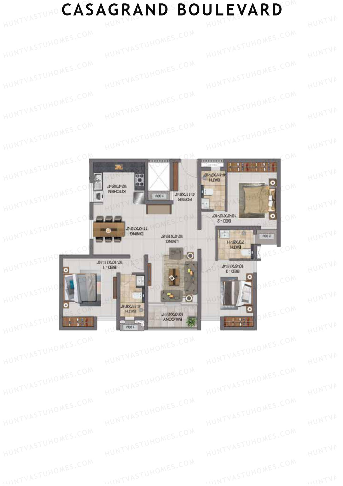 Casagrand Boulevard Wing A Unit C11 Floor Plan
