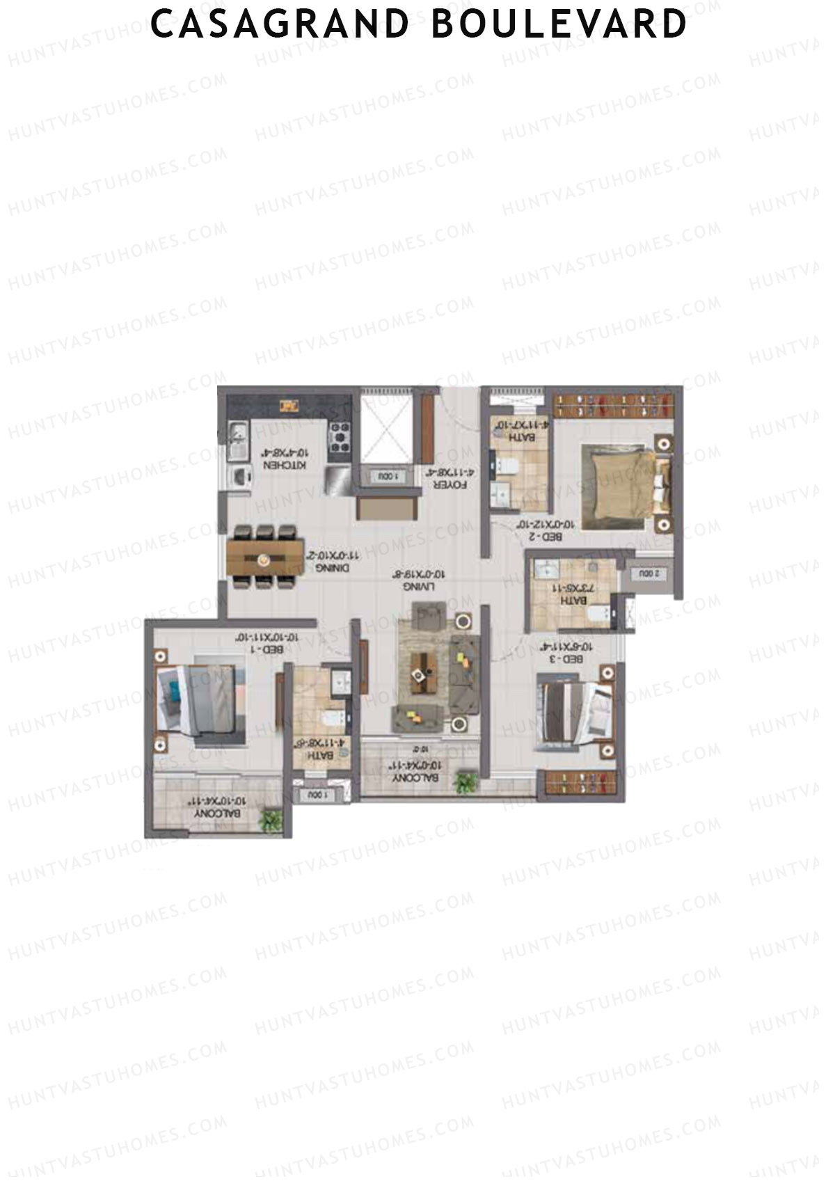 Casagrand Boulevard Wing A Unit C11 Floor Plan