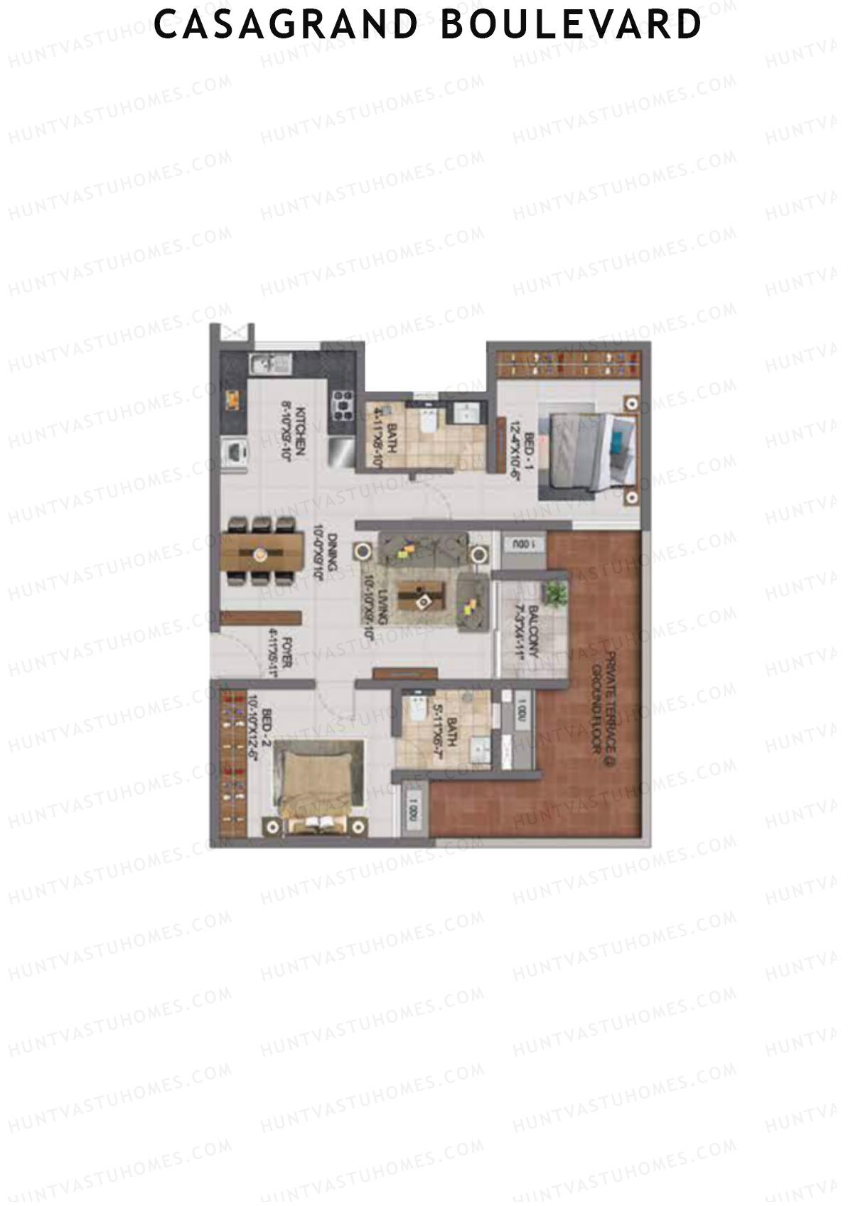 Casagrand Boulevard Wing A Unit C1 Floor Plan