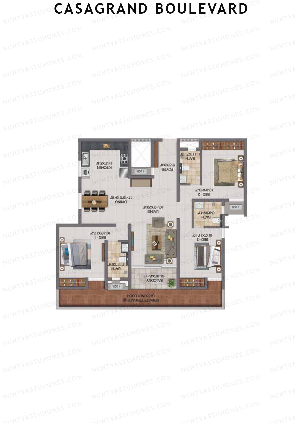 Casagrand Boulevard Wing A Unit C5 Floor Plan