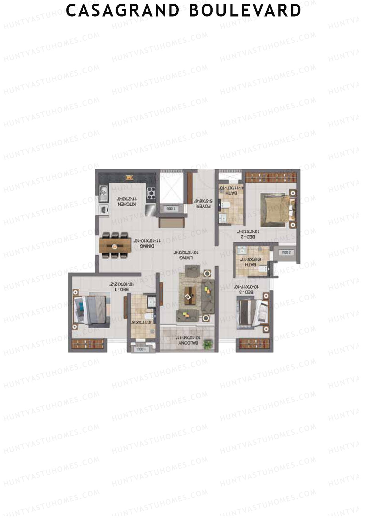Casagrand Boulevard Wing A Unit C5 Floor Plan