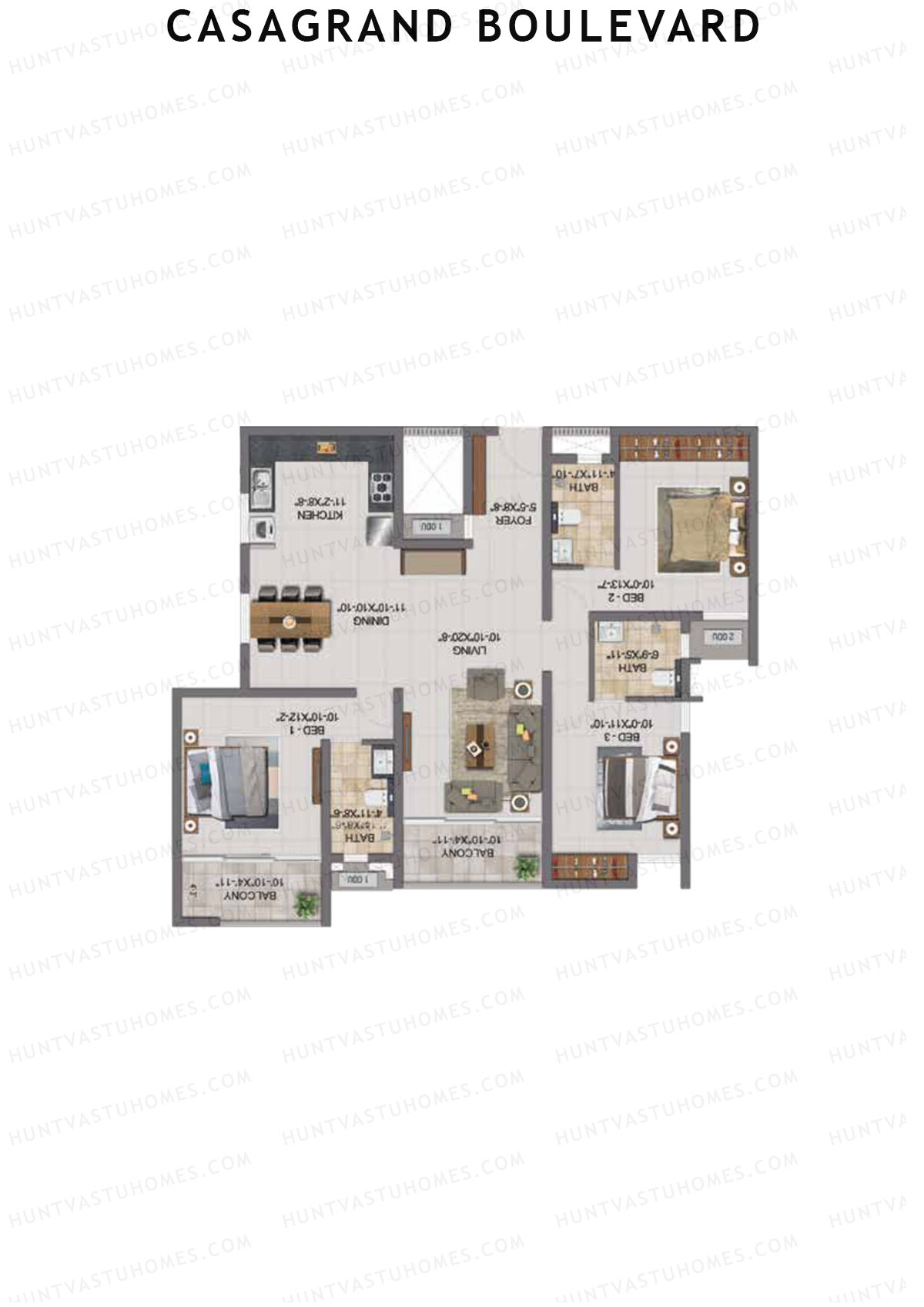 Casagrand Boulevard Wing A Unit C5 Floor Plan
