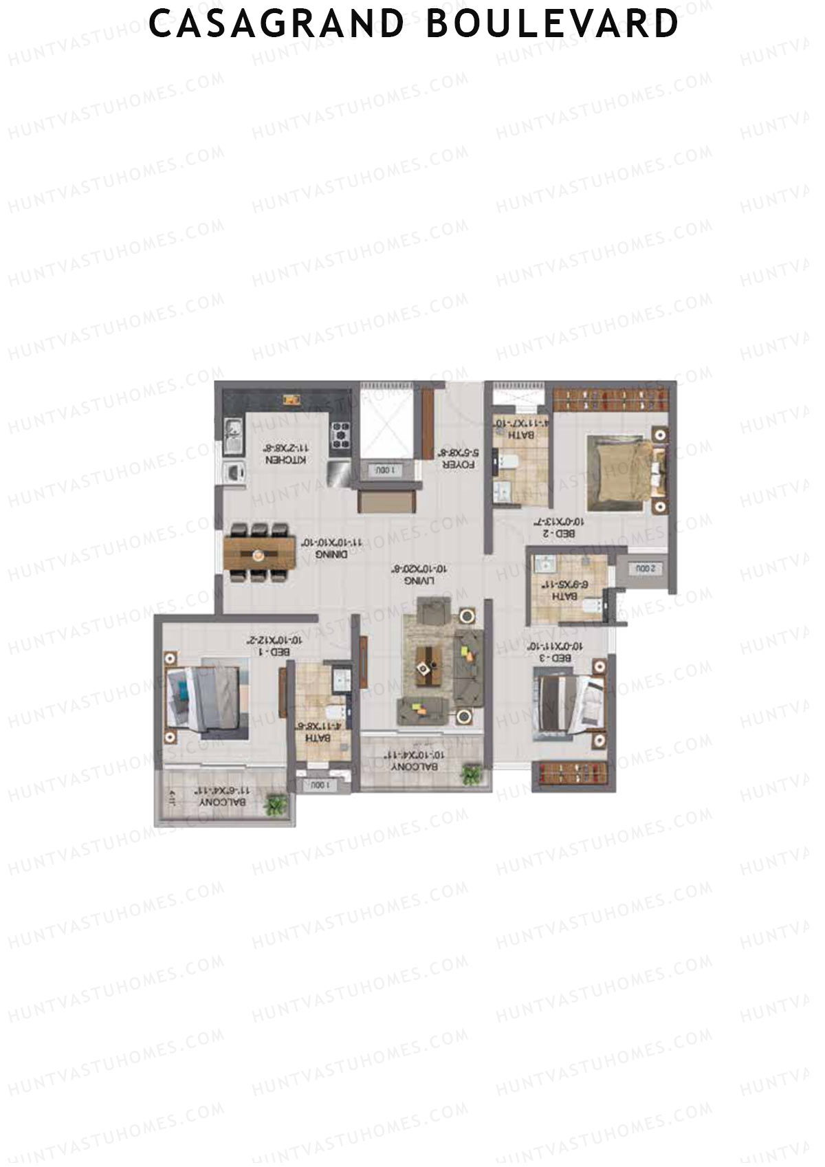 Casagrand Boulevard Wing A Unit C5 Floor Plan