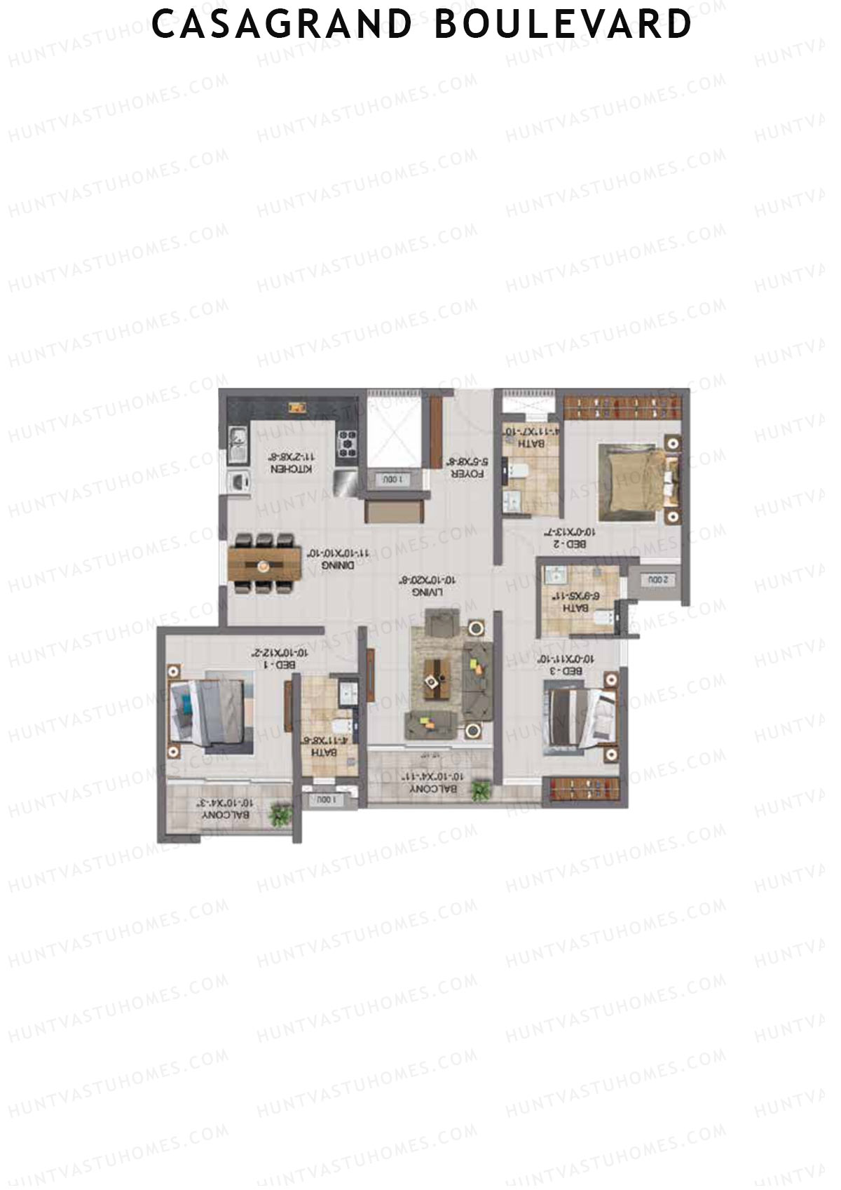 Casagrand Boulevard Wing A Unit C5 Floor Plan