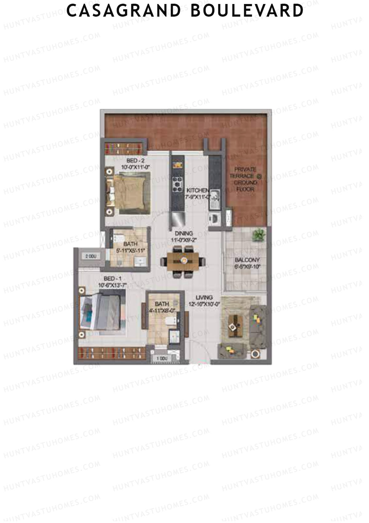 Casagrand Boulevard Wing A Unit C7 Floor Plan