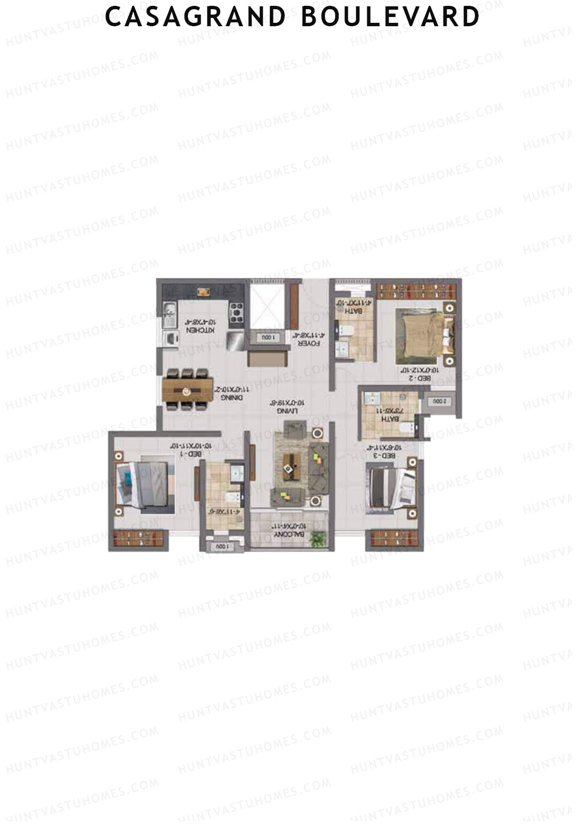 Casagrand Boulevard Wing A Unit D1 Floor Plan