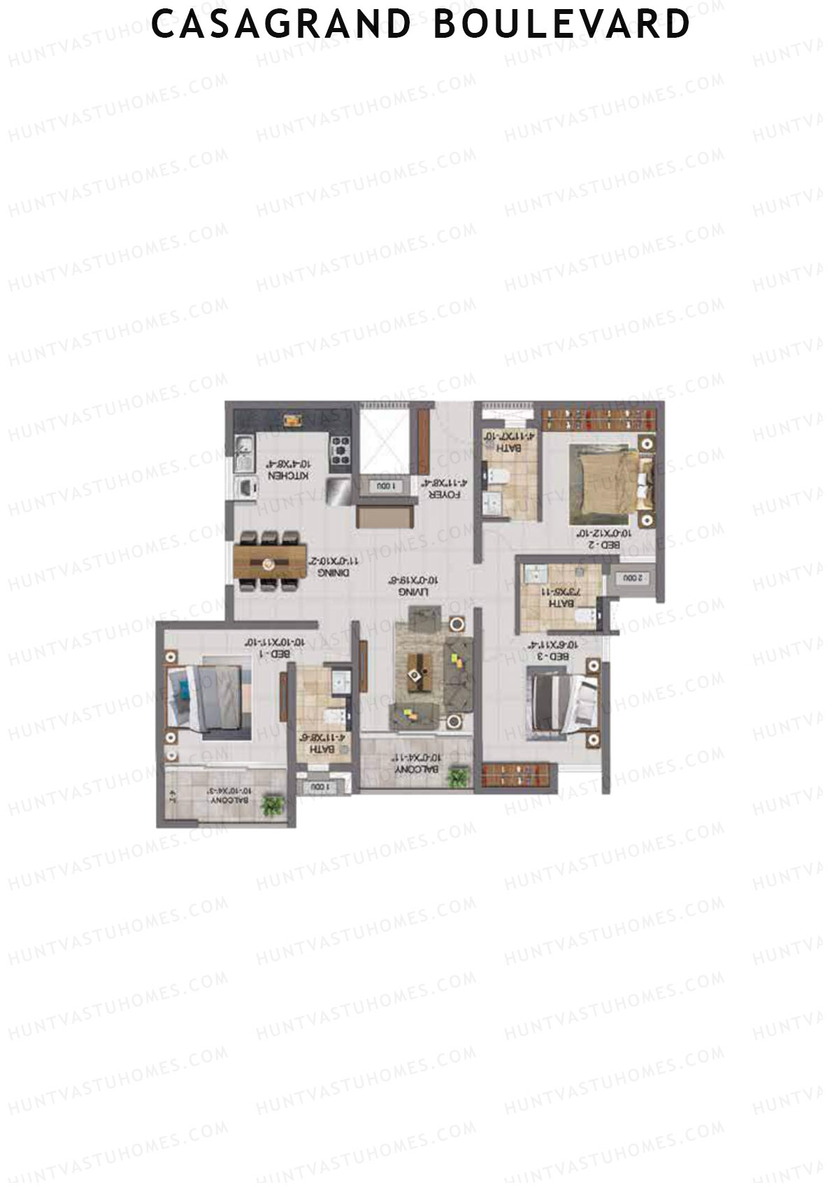 Casagrand Boulevard Wing A Unit D1 Floor Plan